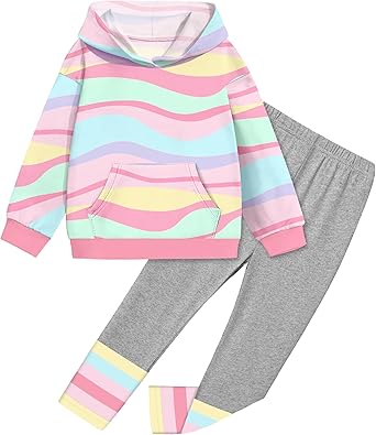 Toddler Girl Clothes Tie-Dye Stripe Color Block Toddler Girls Clothes Little Girls Kids 2pcs Outfits Hoodie Leggings