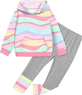 Toddler Girl Clothes Tie-Dye Stripe Color Block Toddler Girls Clothes Little Girls Kids 2pcs Outfits Hoodie Leggings