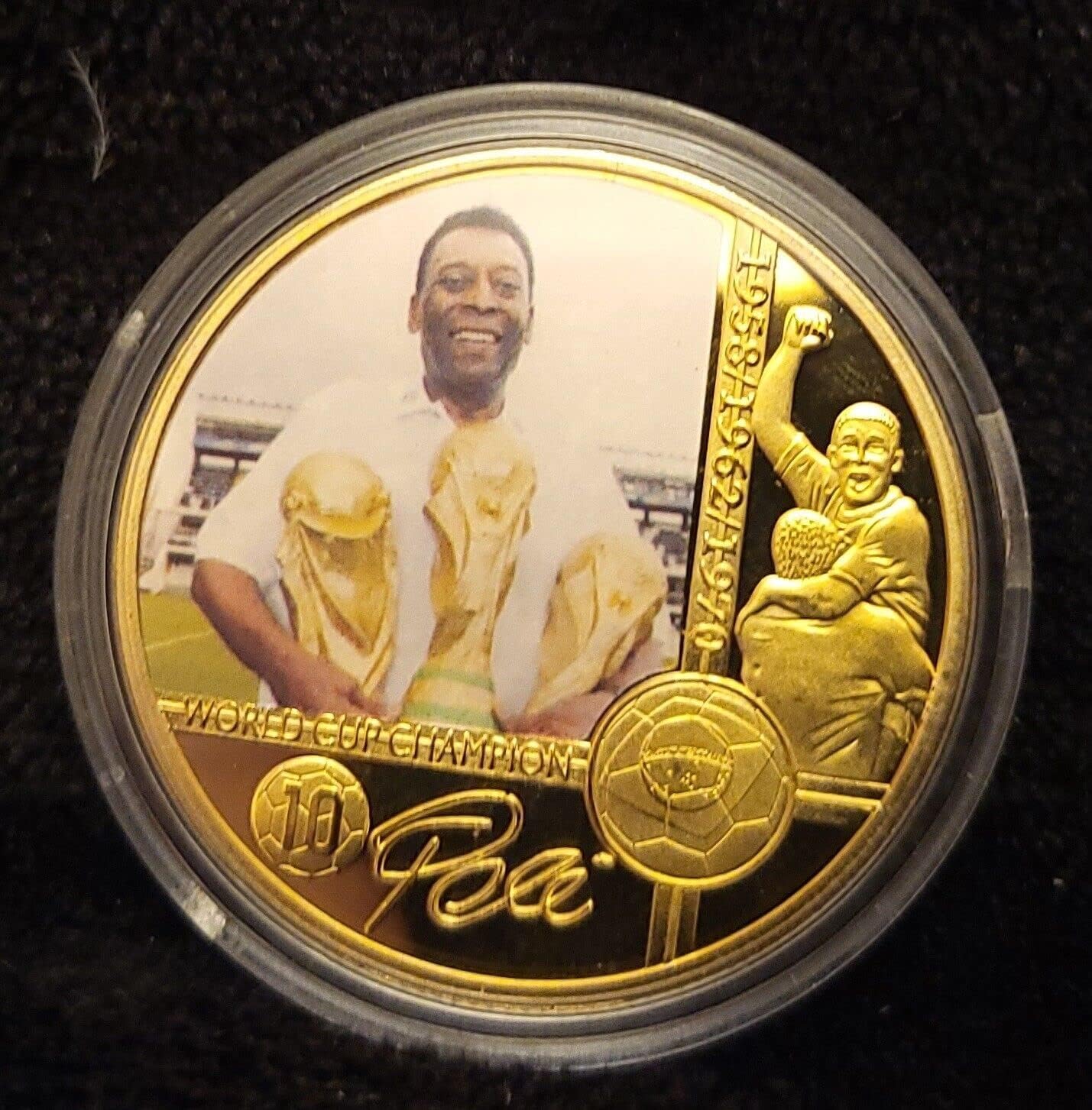 Stamps Collection,Pele Gold Coin 3 World Cups Autographed New York Cosmos Edison Brazil