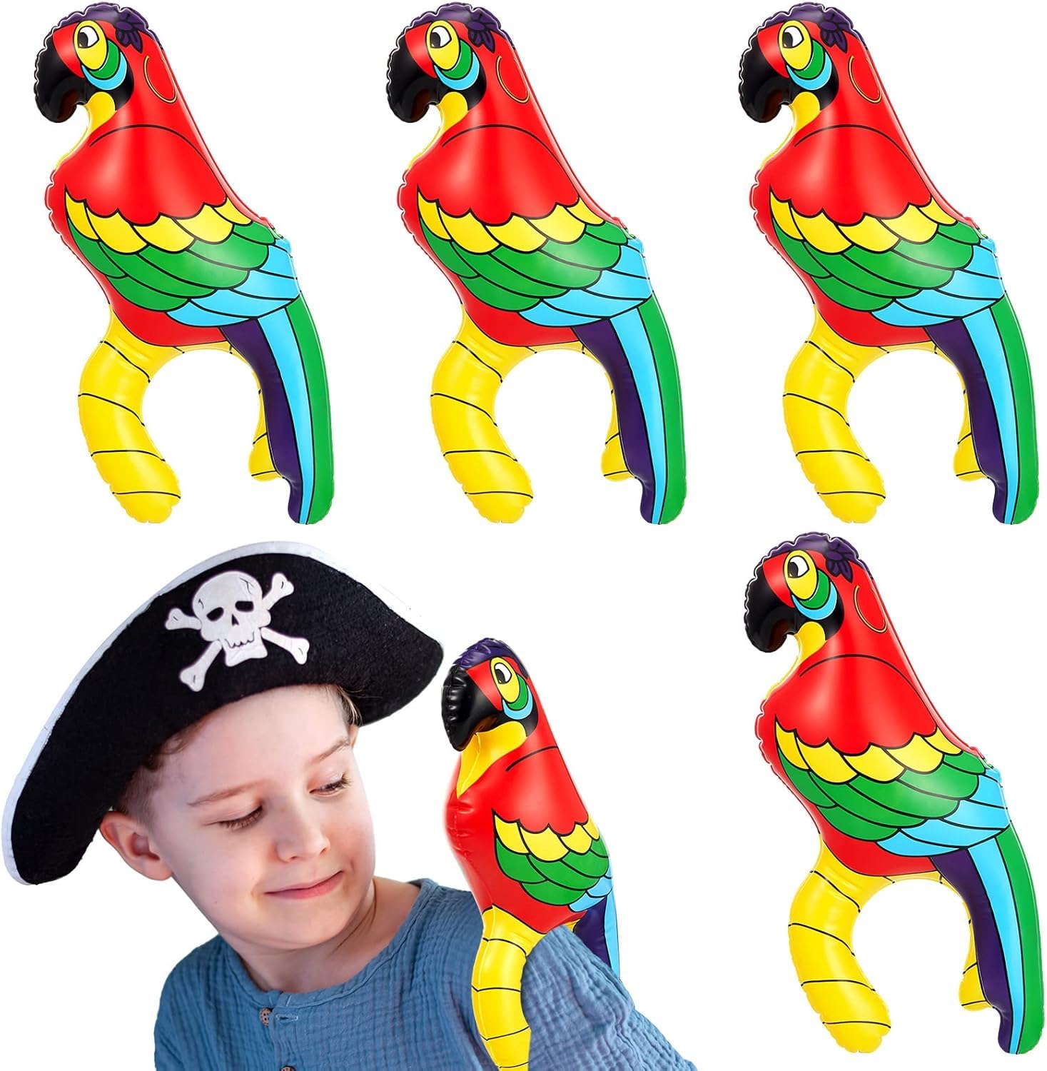 Lot de 4 perroquets gonflables pour piscine, perroquet, pirate, accessoires de costume pour Halloween, Hawaï, décoration de fête, plage, oiseaux trop | Leroy Merlin
