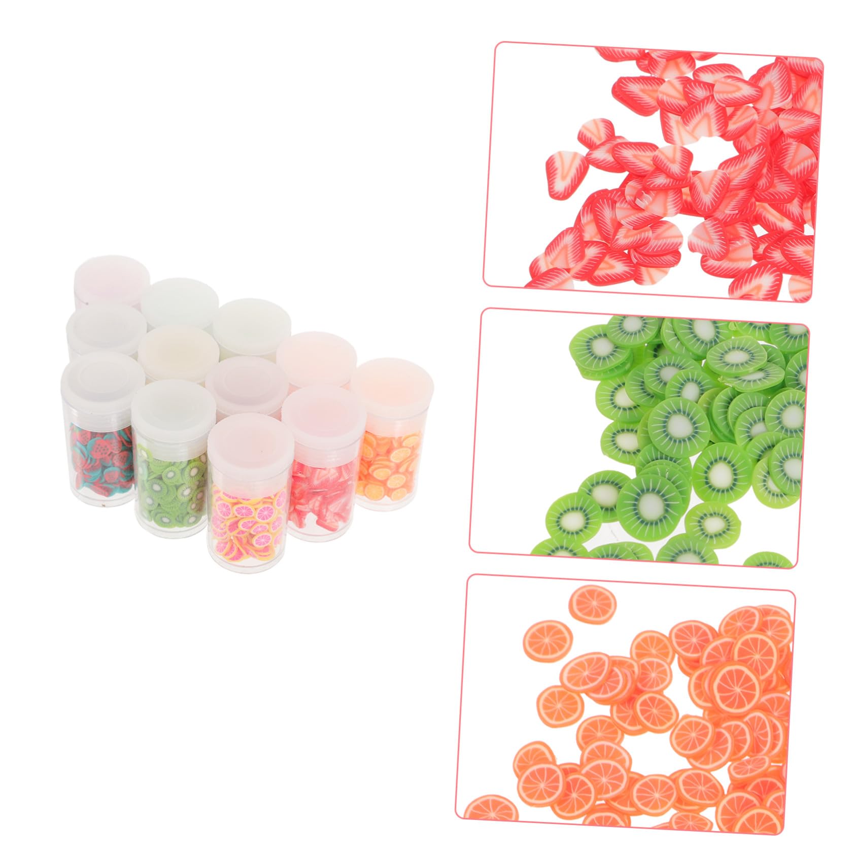 Veemoon Tranches d'Argile Polymère 12 Boîtes Fruits Colorés Accessoires DIY Breloques