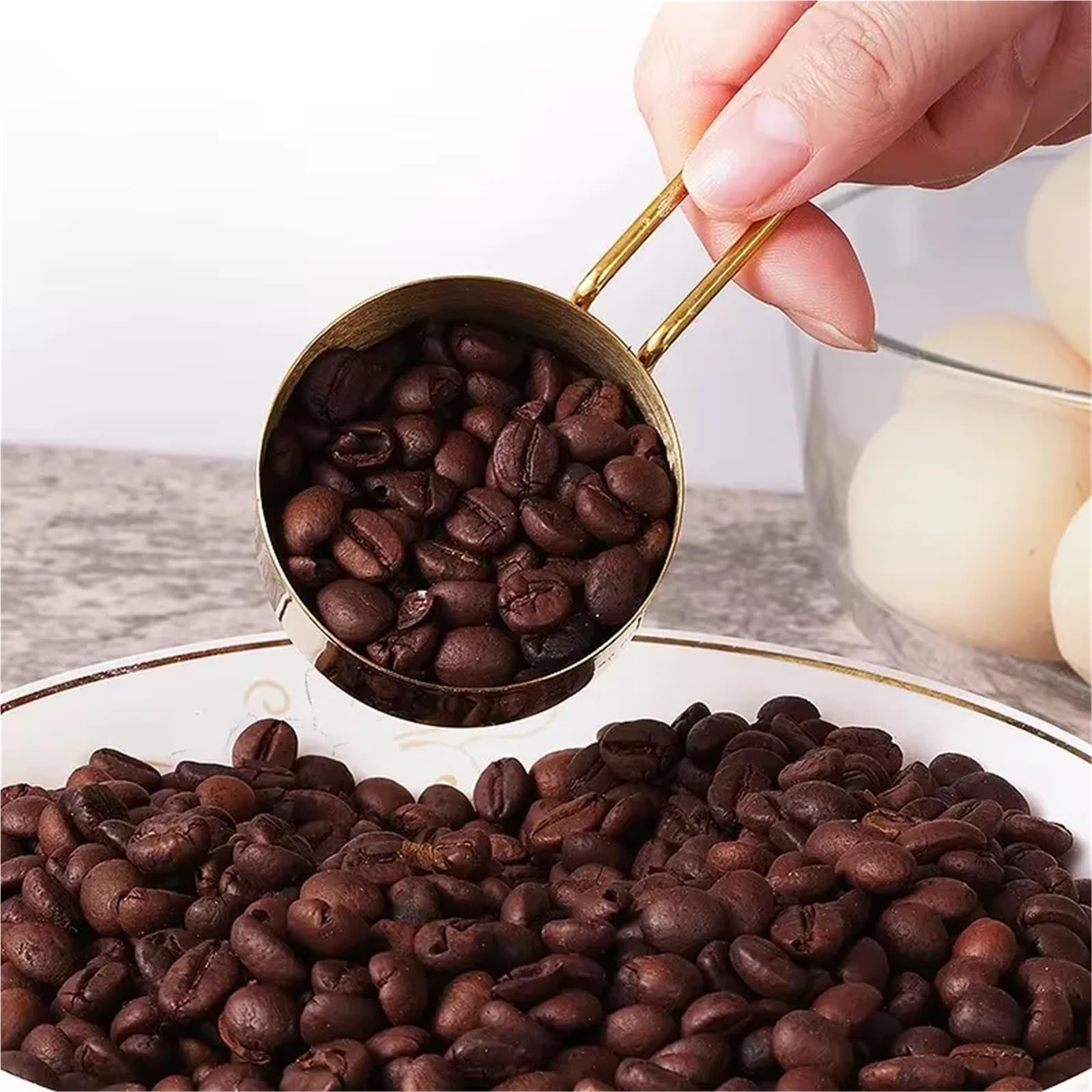 Juego de tazas y cucharas medidoras doradas acero inoxidable for cocina repostería, utensilios medición for cocinar con precisión para Medir Líquidos y Sólidos