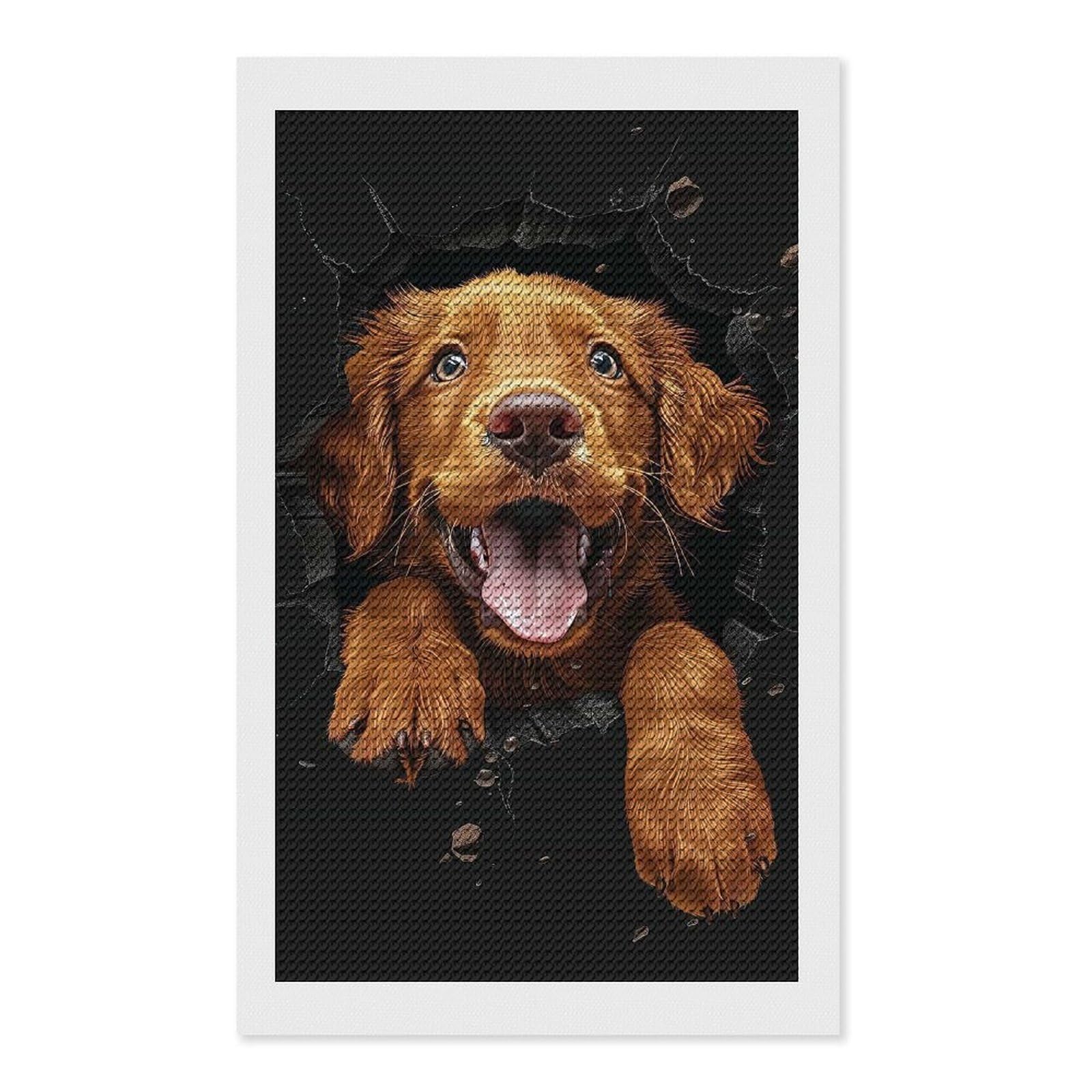 Junmoney Chesapeake Bay Retriever Diamond Painting Set 12"x20", Modern Decor, for Beginners, Printed Canvas, Thoughtful Handmade Gift, with Tool Kit