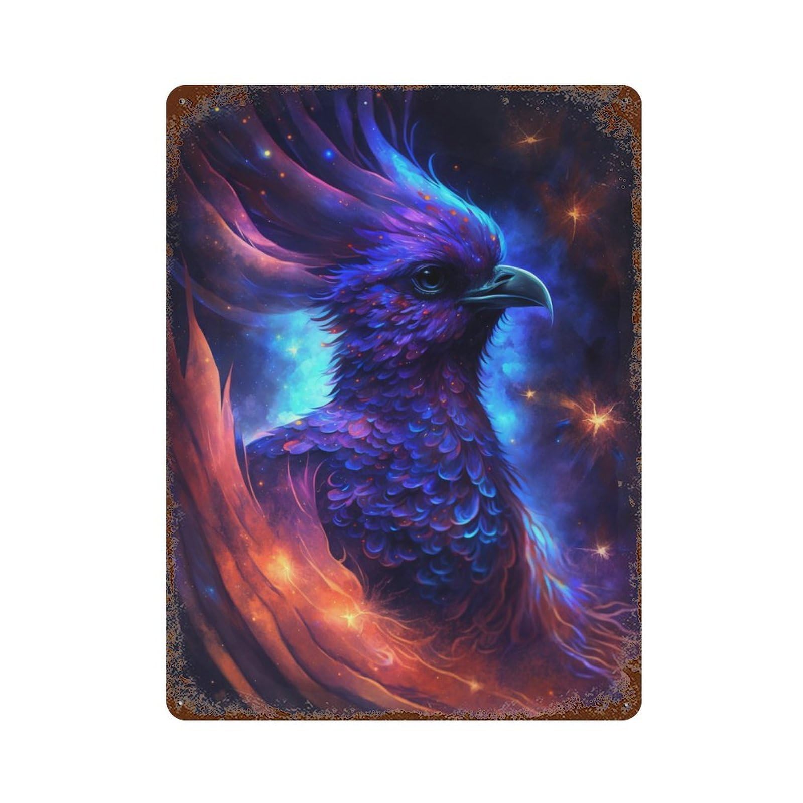 Galactic Phoenix Art Print Vintage Metal Tin Sign 15.7"x11.8", Vintage Wall Decor for Garage, Pub Or Kitchen