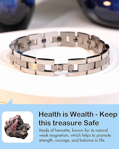 Miniatura 7 de Feraco Pulseras magnéticas para hombre elegante pulsera magnética de acero inoxidable de titanio con herramienta de tamaño regalos de joyería para
