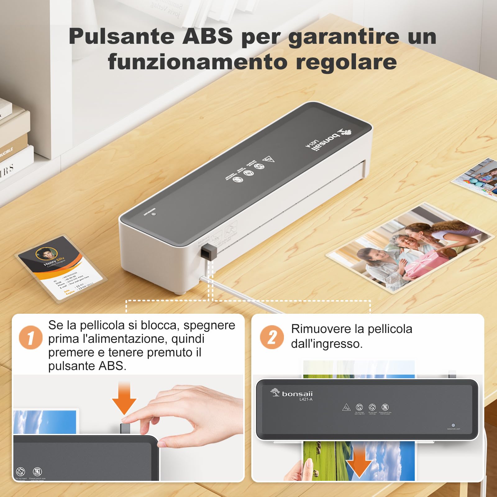 Bonsaii L421-A Plastificatrice A4 80-100 micron 5 fogli pellicola laminazione