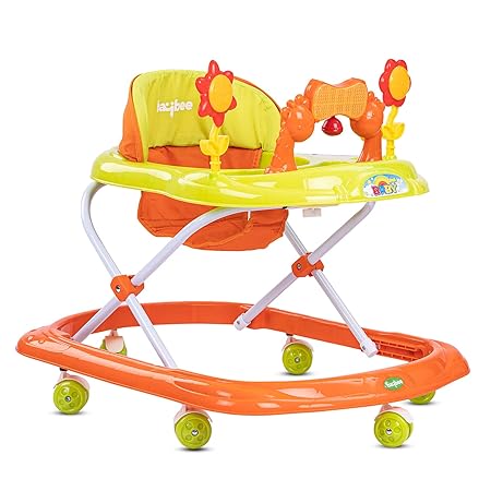 GoodLuck Baybee Round Baby Walker for Kids | Music & Light Function with 3 Position Height Adjustable kis Walker,Fun Toys & Activities for Babies/Childs (6 Months to 2 Years) (Orange)