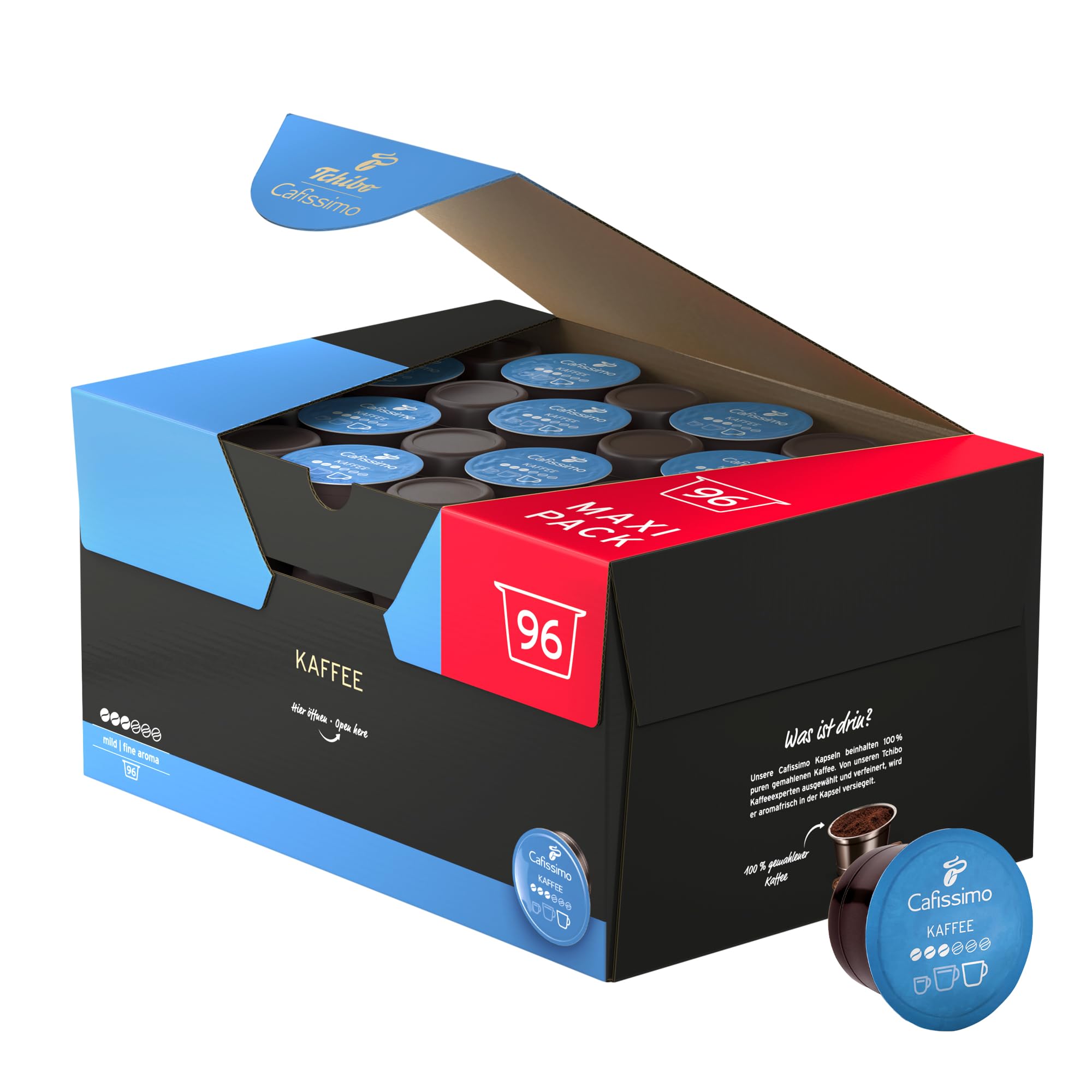 Tchibo Cafissimo Vorratsbox Kaffee Filterkaffee mild Kaffeekapseln, 96 Stück (Kaffee, mild mit sanften Röstaromen), nachhaltig & fair gehandelt