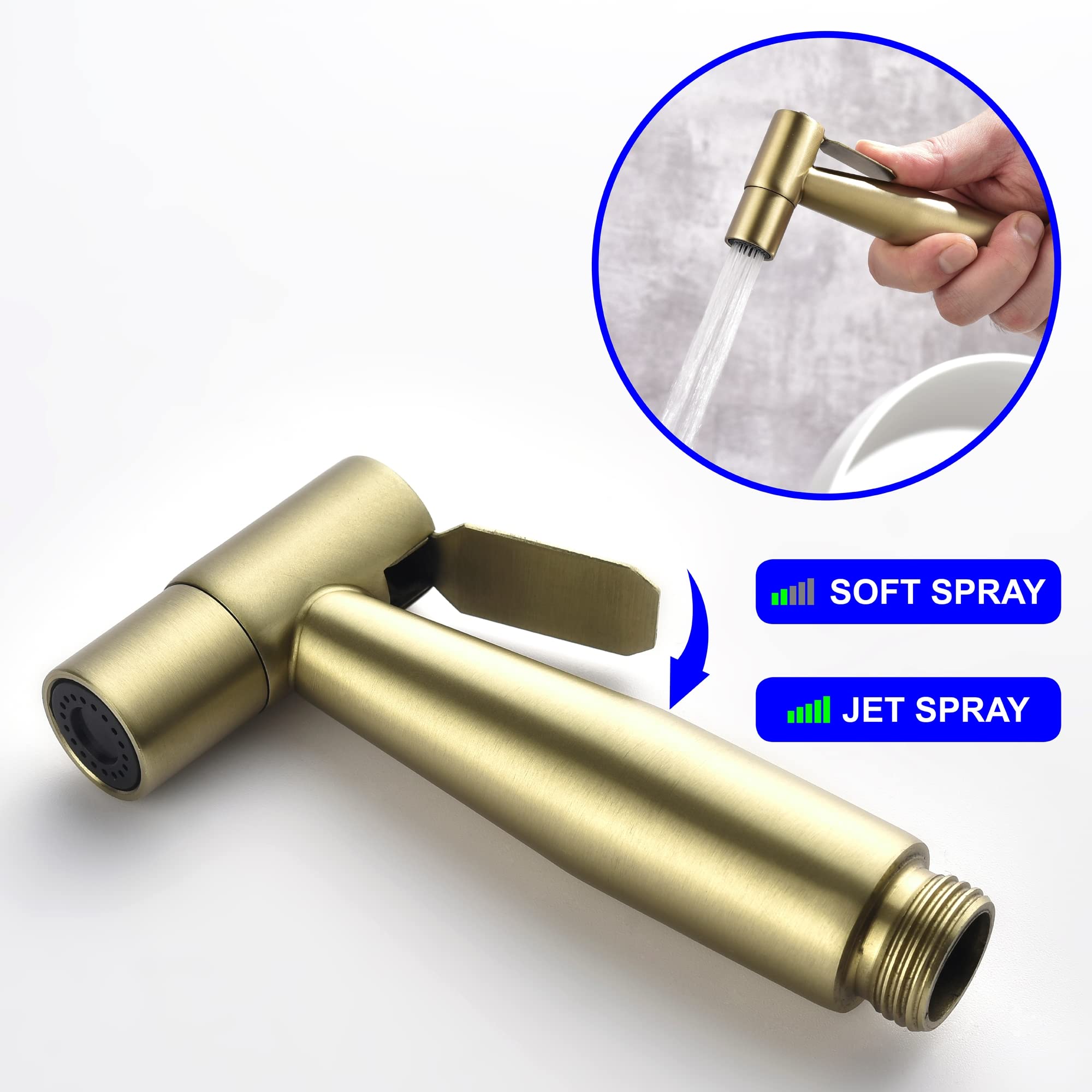 Spruzzatore Per Bidet Tenuto in Mano, Atomizzatore Per WC Portatile/in Acciaio Inossidabile Con Gancio, Facile da installare, Per Animali Domestici, Igiene Personale,Brushed gold