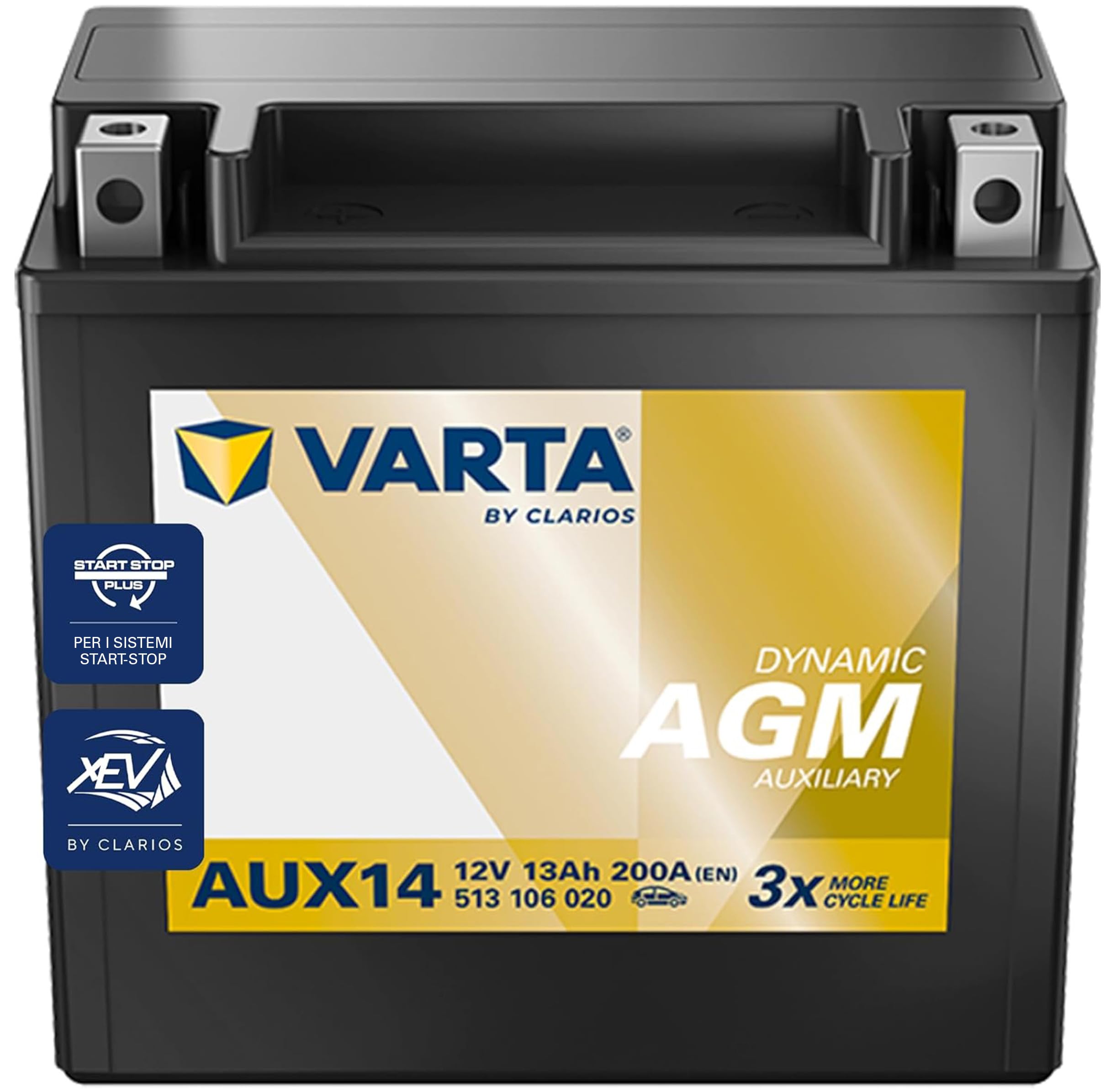 VARTA Automotive DYNAMIC AGM Auxiliary (AUX14) 12V 13Ah 200A - Batteria ausiliaria piombo-acido - Batteria di avviamento aggiuntiva per veicoli a fabbisogno energetico elevato - senza manutenzione