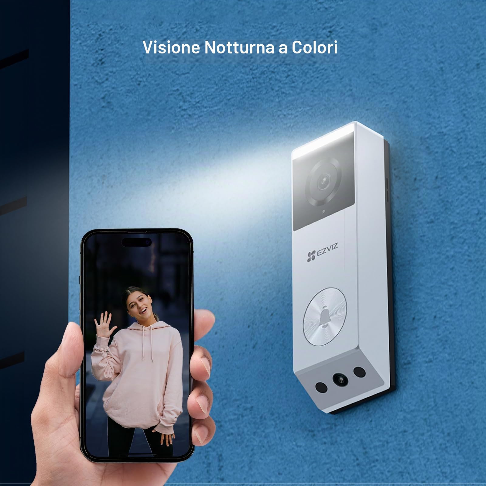 EZVIZ Videocitofono EP3x, doppia lente 3MP/2K e 2MP Smart Doorbell Camera, campanello batteria senza fili, rilevamento movimento umano e pacchetto, visione notturna a colori, conversazione