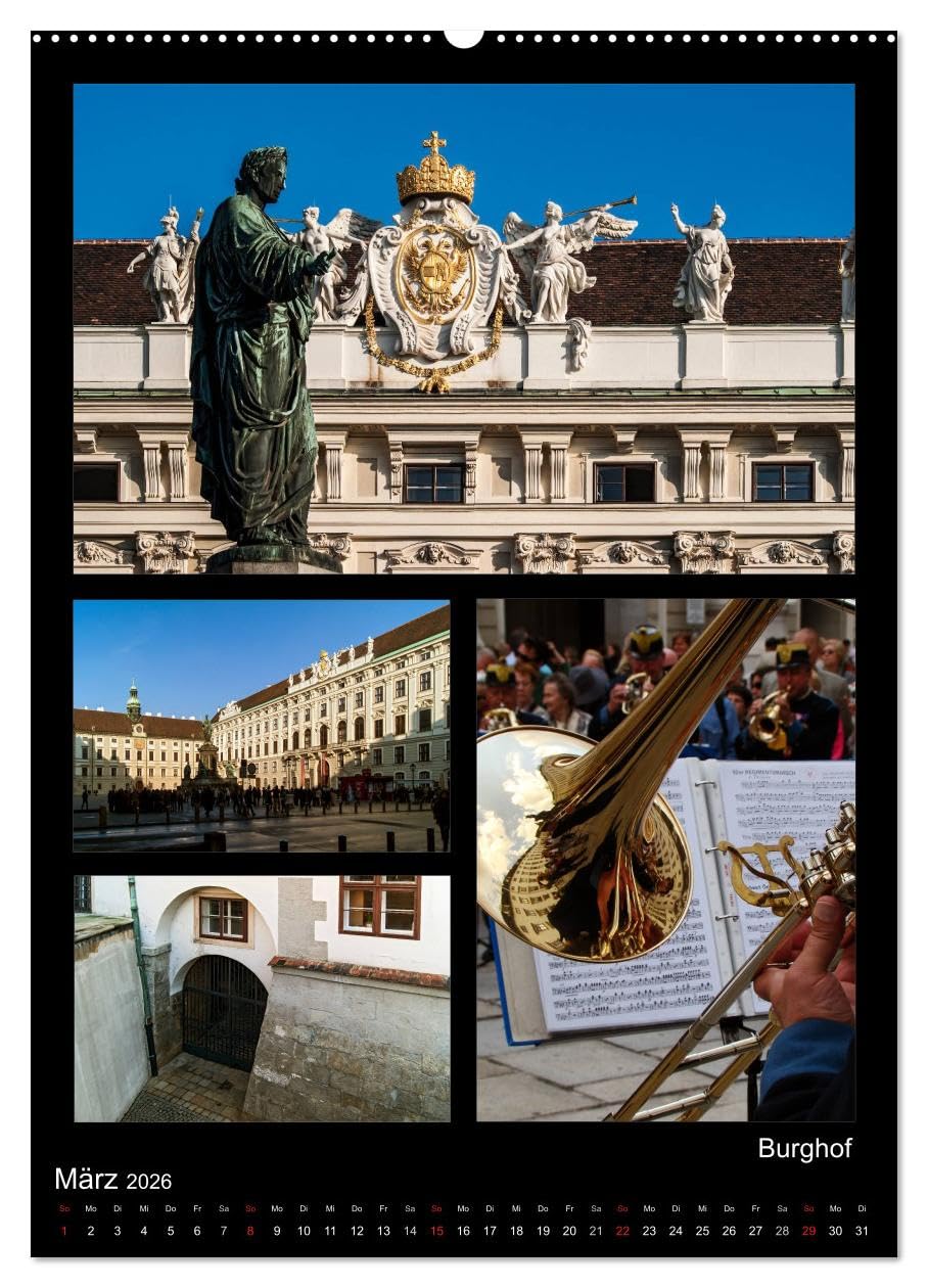 Calendario mensual CALVENDO de Die Hofburg zu Wien (calendario de pared 2026 DIN A2 alto), calendario mensual CALVENDO