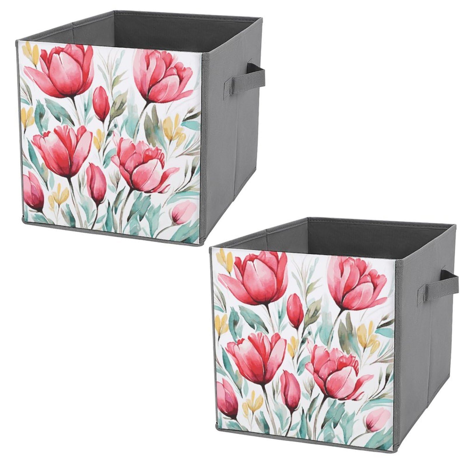 NONHAI Collapsible Storage Bins with Dual Handles Fabric Storage Basket Foldable Cubes Organizer Baskets Flower Storage Boxes for Organizing Clothing Cube Storage Organizer Bins