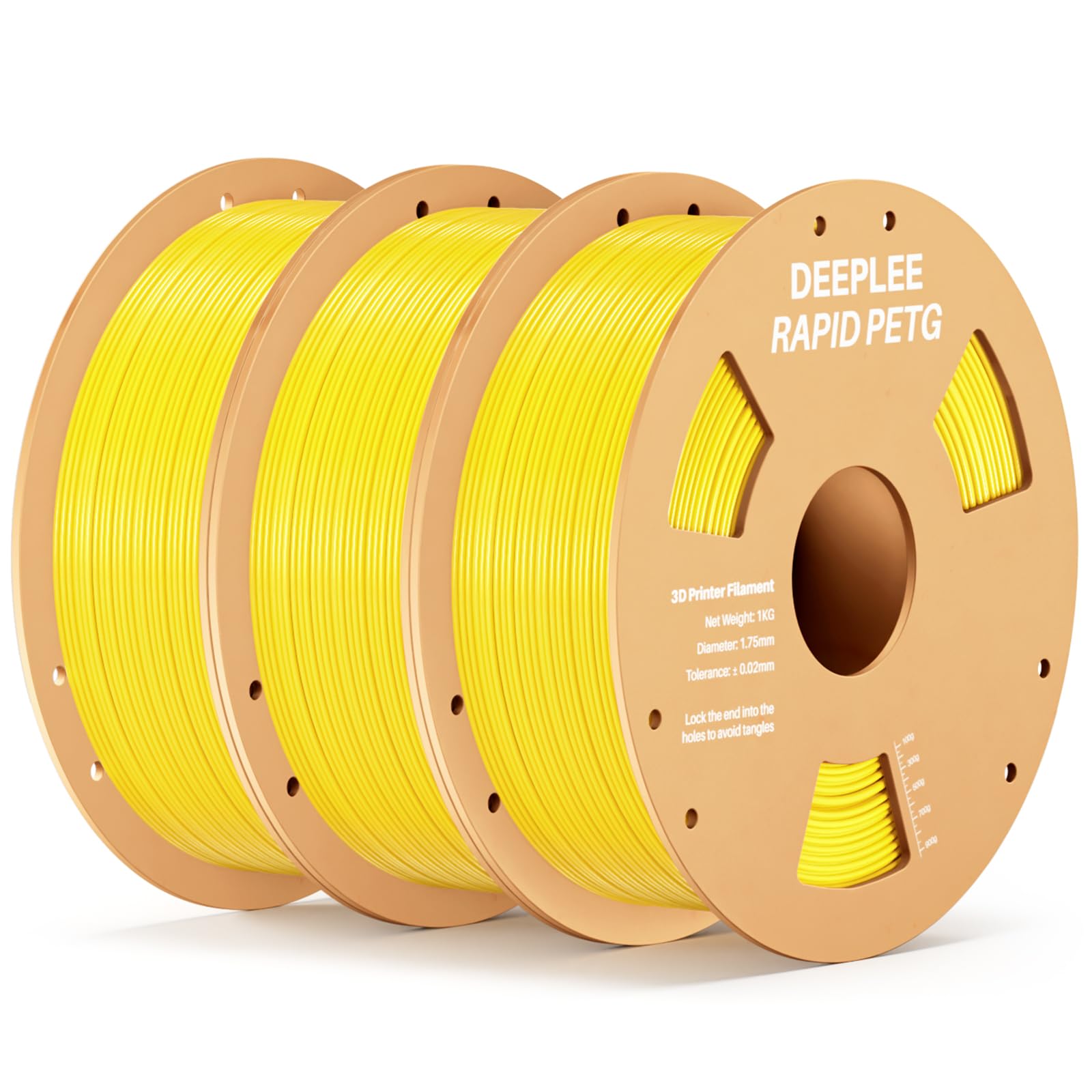 Filamento PETG Rapido DEEPLEE 1.75mm Giallo 3KG, Alta Resistenza agli Urti, Stampa Fino a 623 mm/s, Compatibile con la Maggior parte delle Stampanti FDM
