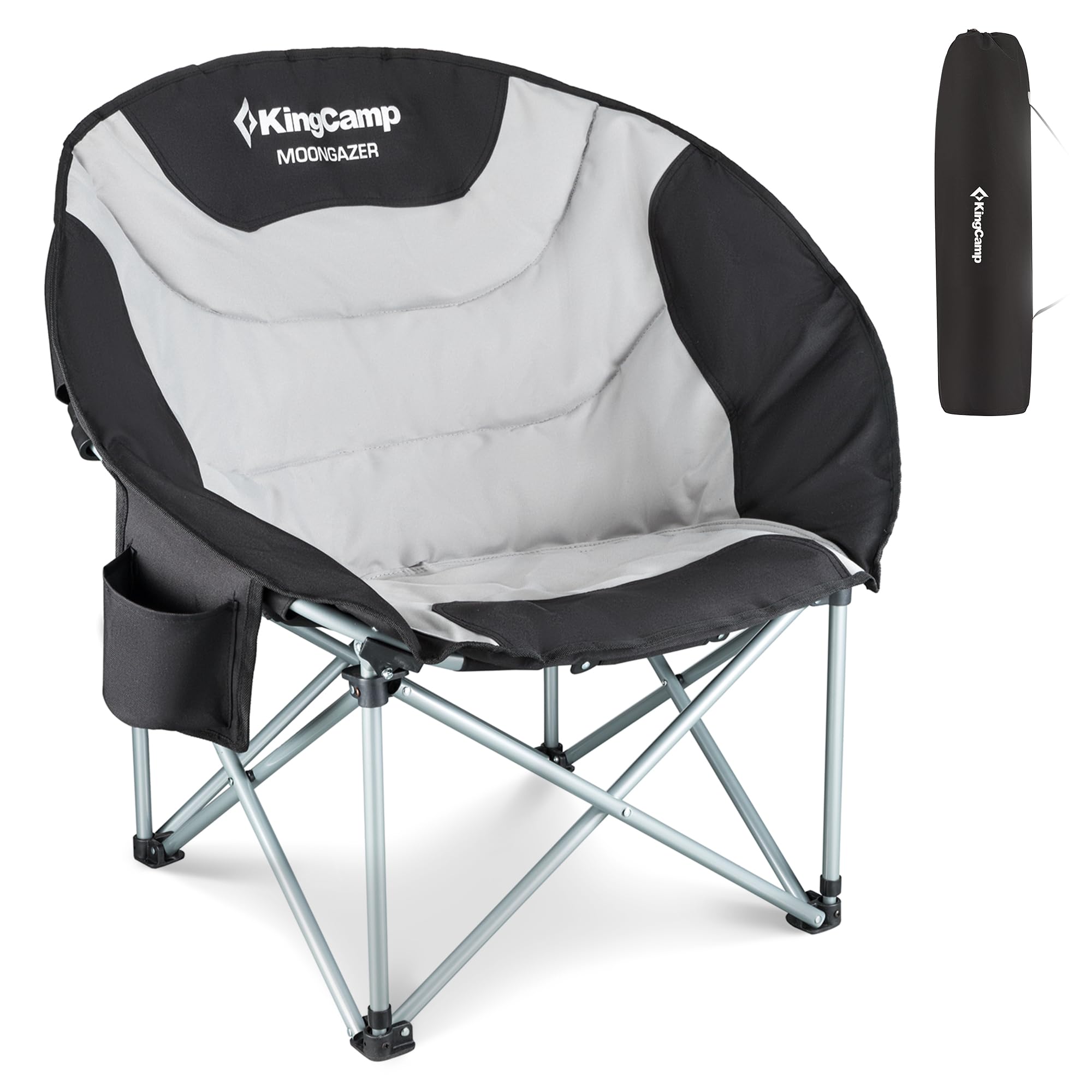 KingCamp Moon Chair Camping Składane krzesła ogrodowe, wytrzymałe, wyściełane krzesło kempingowe z uchwytem na kubek