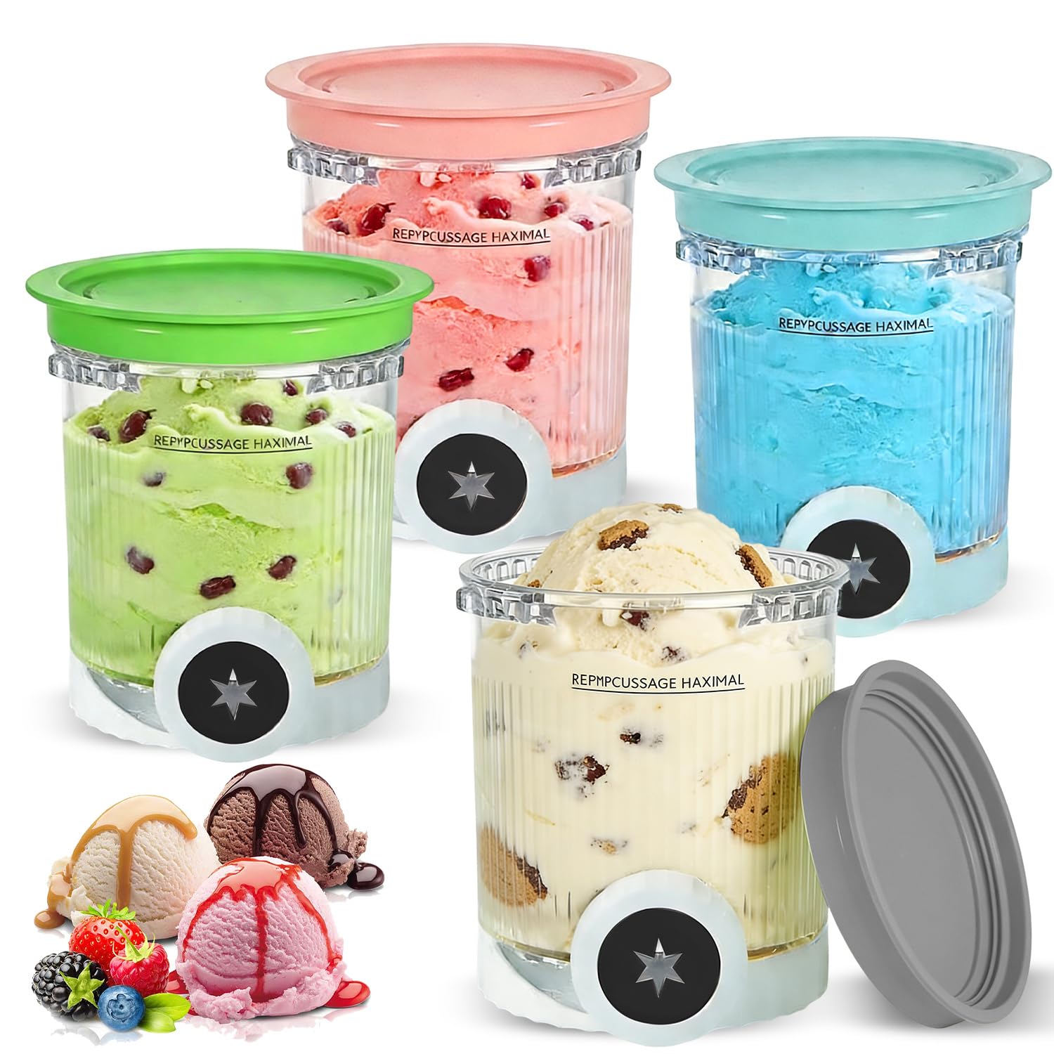 4 contenitori per ghiaccio Ninja Swirl Creami da 500 ml per ninja Creami NC701 & NC700 serie Gelatiere, contenitori per gelato con Swirl compatibile Ninja Gelatiera, senza BPA e lavabile in