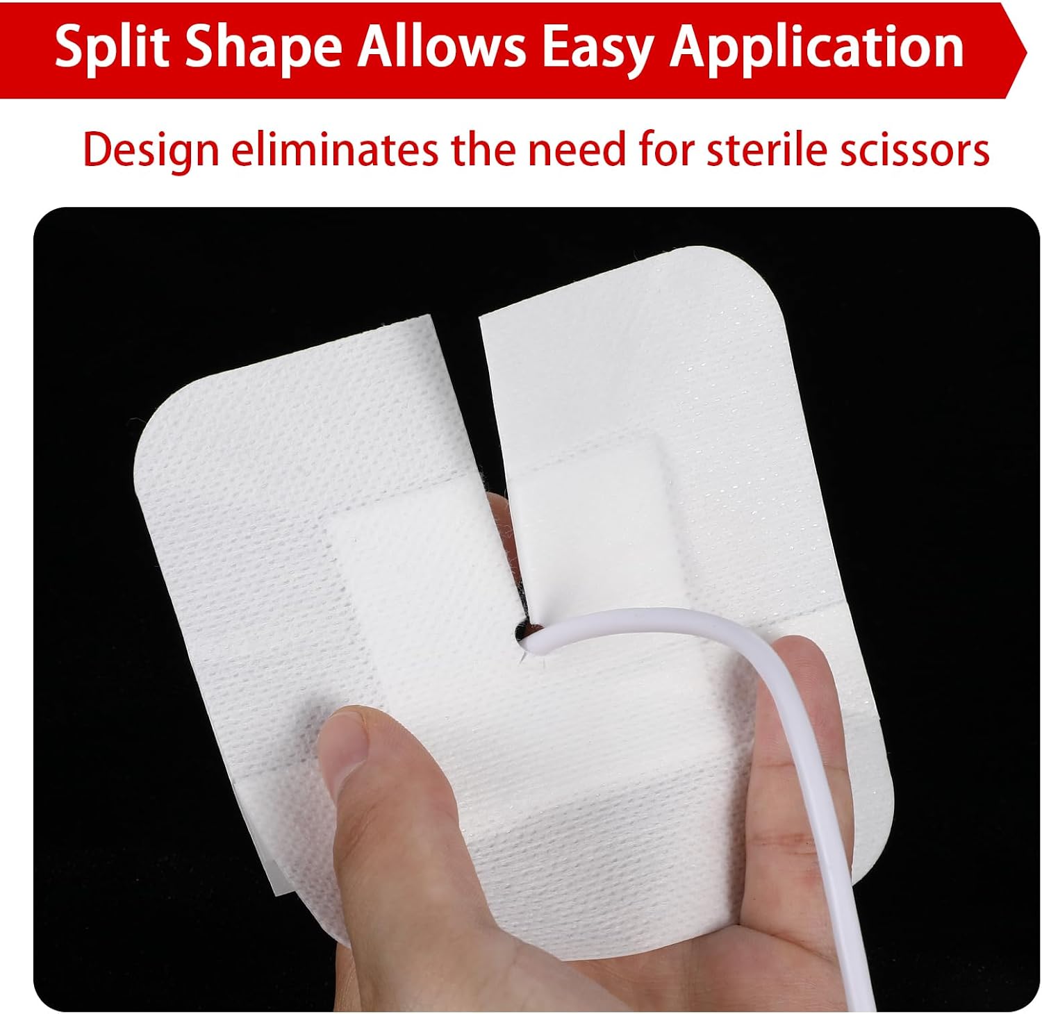 15 Pcs Split Drain Adhesive Feeding Tube Bandages, Peg G J Supra-Pubic Incision Bordered Guaze Pad, Sterile Drain Patch Supplies Island Dressing, Catheter Stabilization Device Holder for Nursing Care