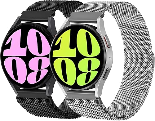 Paquete de 2 correas milanesas para Samsung Galaxy Watch 66 Classic de 1.575 pulgadas, 1.732 pulgadas, 1.732 pulgadas, 1.772 pulgadas, malla