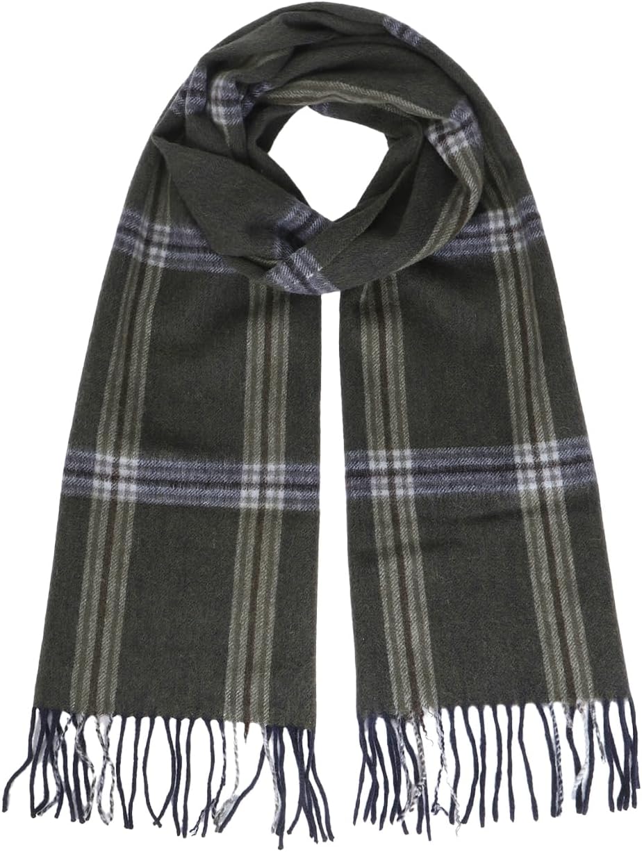 100% Wool Plaid Scarf for Men and Women, Winter Warm Long Scarves for Cold Weather