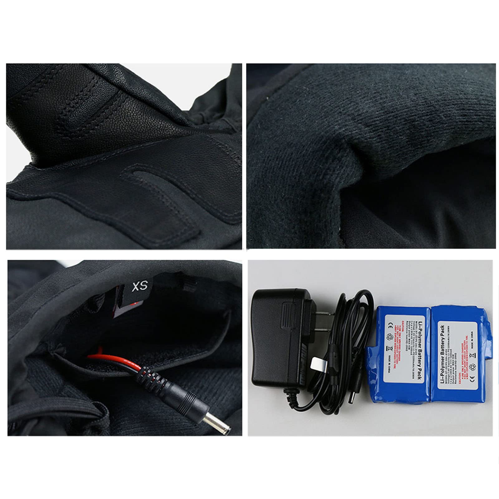 Guanti Riscaldati per Uomo Donna, Guanti di Riscaldamento Moto da Guida, Sci Caccia Pesca Guida Ciclismo Campeggio Escursionismo,Nero,19.3CM