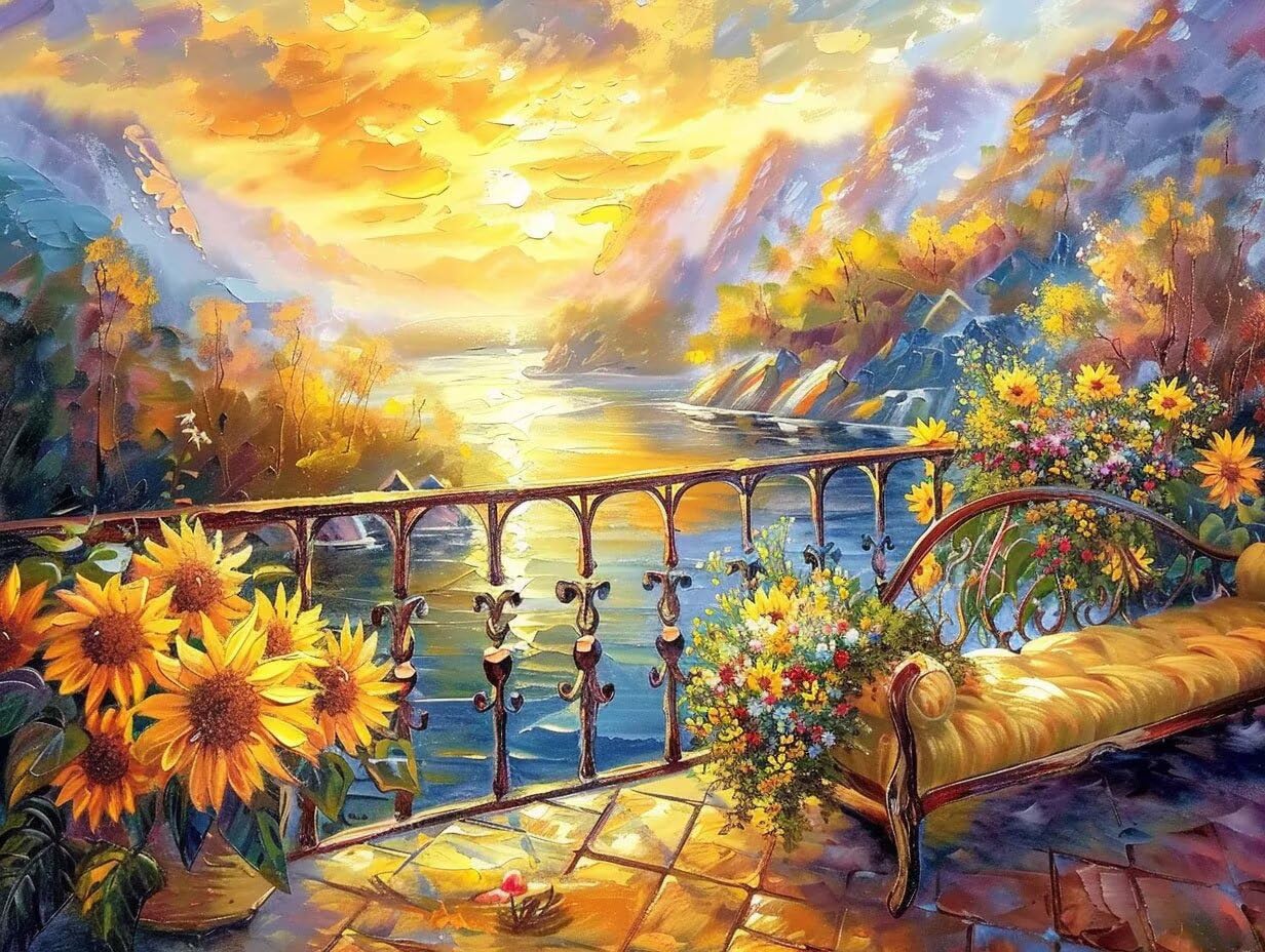 Dipingere con i Numeri 60x80cm Senza Cornice, Girasole, k-427 | Paint by Numbers Astratto Quadri da Dipingere Numerati Kit Pittura, Decorazioni Casa e Regalo Creativo