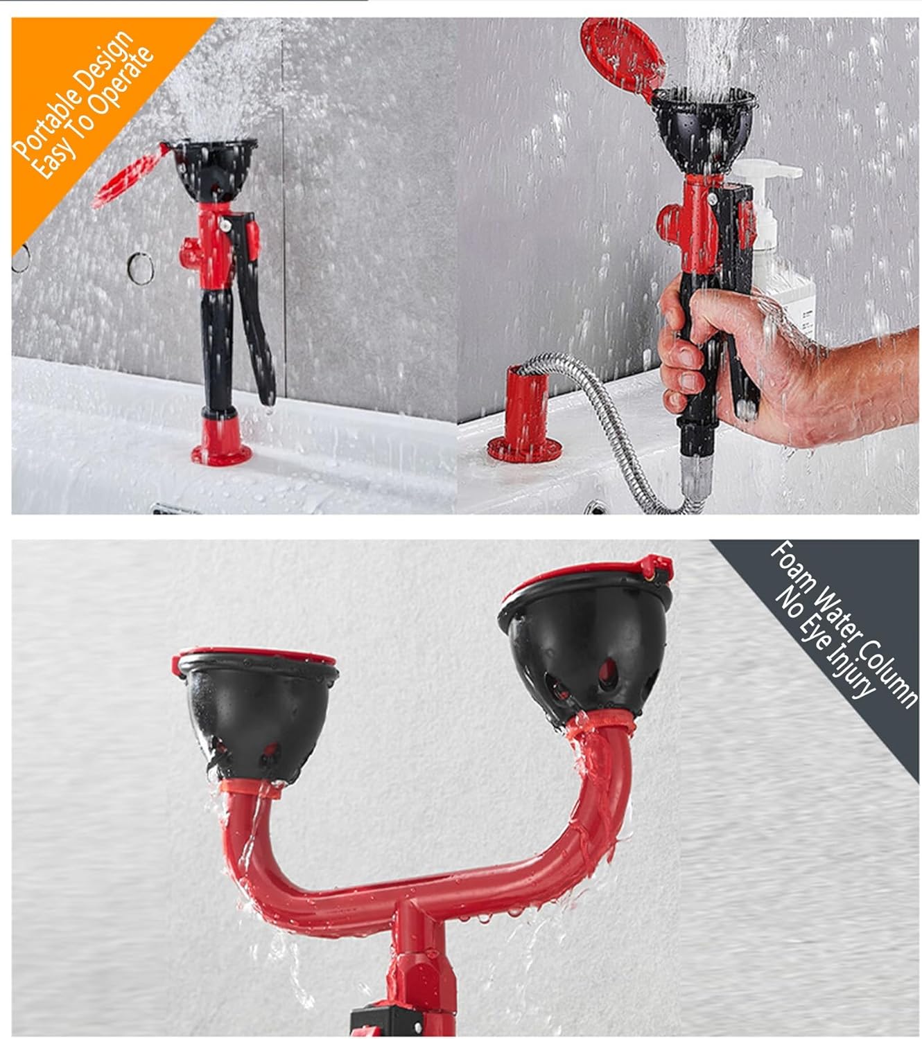 Handheld Eyewash, Mobile Eyewash Faucet Mounted Sink Fittings with Explosion-Proof Tube, Emergency Eyewash for Building Industries Harmful Substances Washin (Style1)