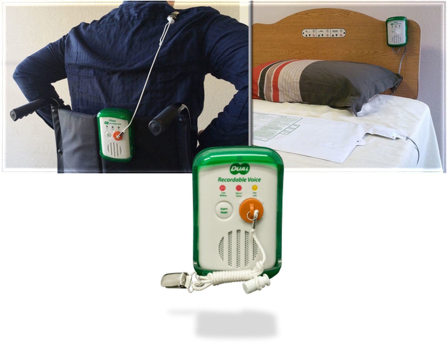 Smart Caregiver & Liberty Fall Prevention Alarm Monitor - with Wander Prevention Cord and Two Recordable Voice Prompts (Chair Pad - 10x15 inches)