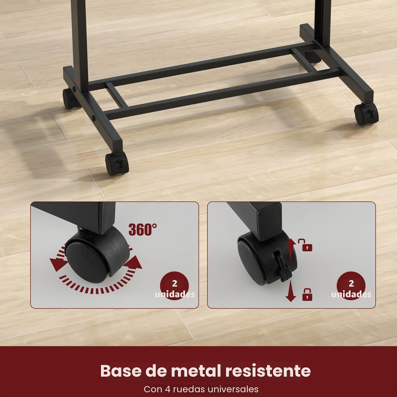LIFEZEAL Atril, Podio de Conferencia, con 2 Estantes, 4 Ruedas, Altura Ajustable, Mesa de Presentación, para Discursos Públicos, Iglesia, Aula, 60x40x108,5-122,5cm