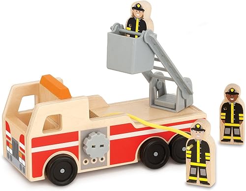 Miniatura 2 de Melissa & Doug Camión de bomberos de madera y 1 paquete de minialmohadilla de arte para rascar (09391)