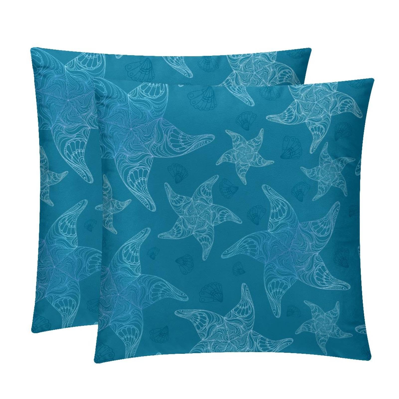 TDGKPZ Starfish Throw Pillow Covers 2 Pack Pillowcases Soft Cozy Pillow Cases For Couch Bed Sofa 40x40cm