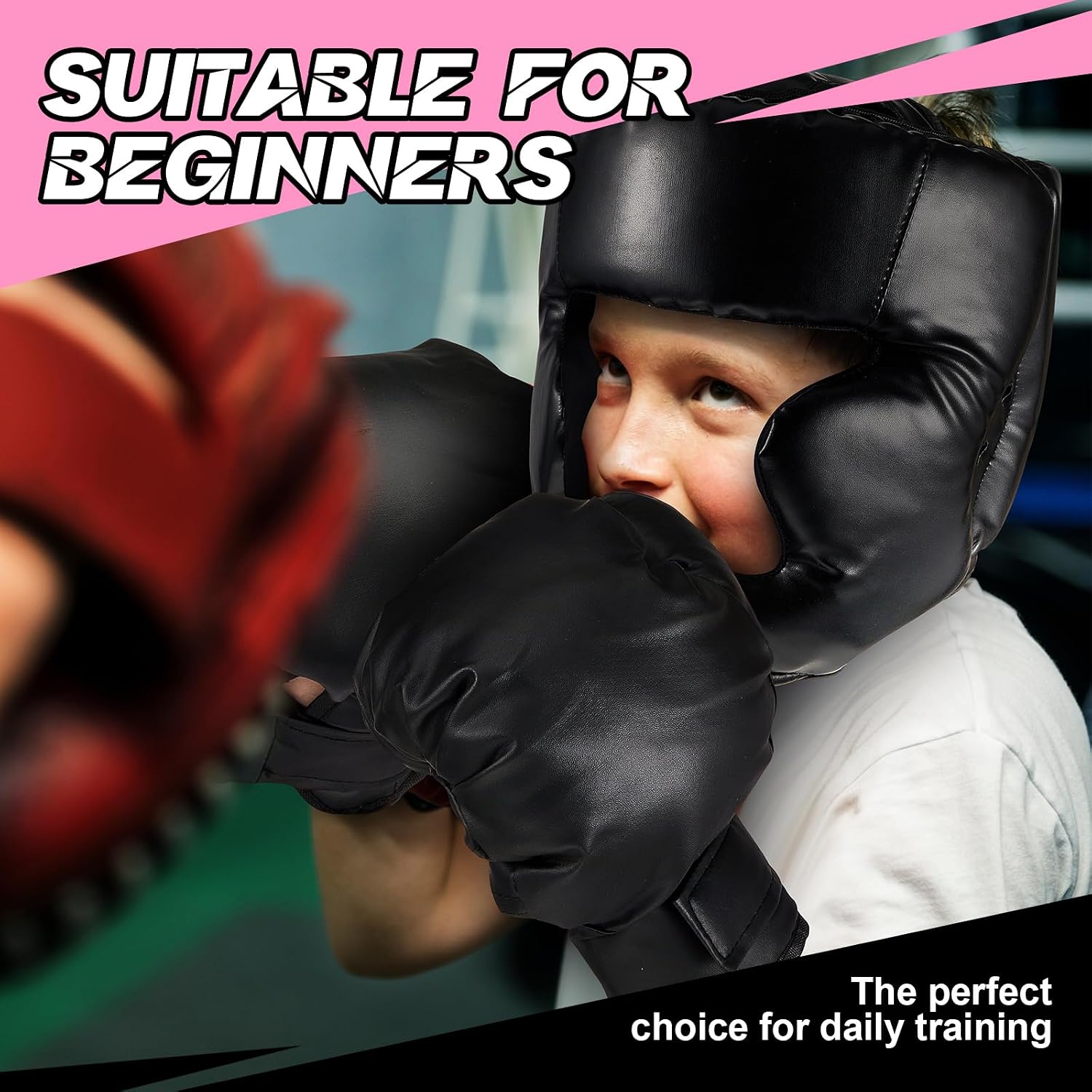 Kanayu 12 Pcs Kids Boxing Equipment Set for Beginners Ages 6-18 Years Including Boxing Helmet and Gloves Hand Wraps Sport Mouthguards Taekwondo Sparring Gear for Kids and Children