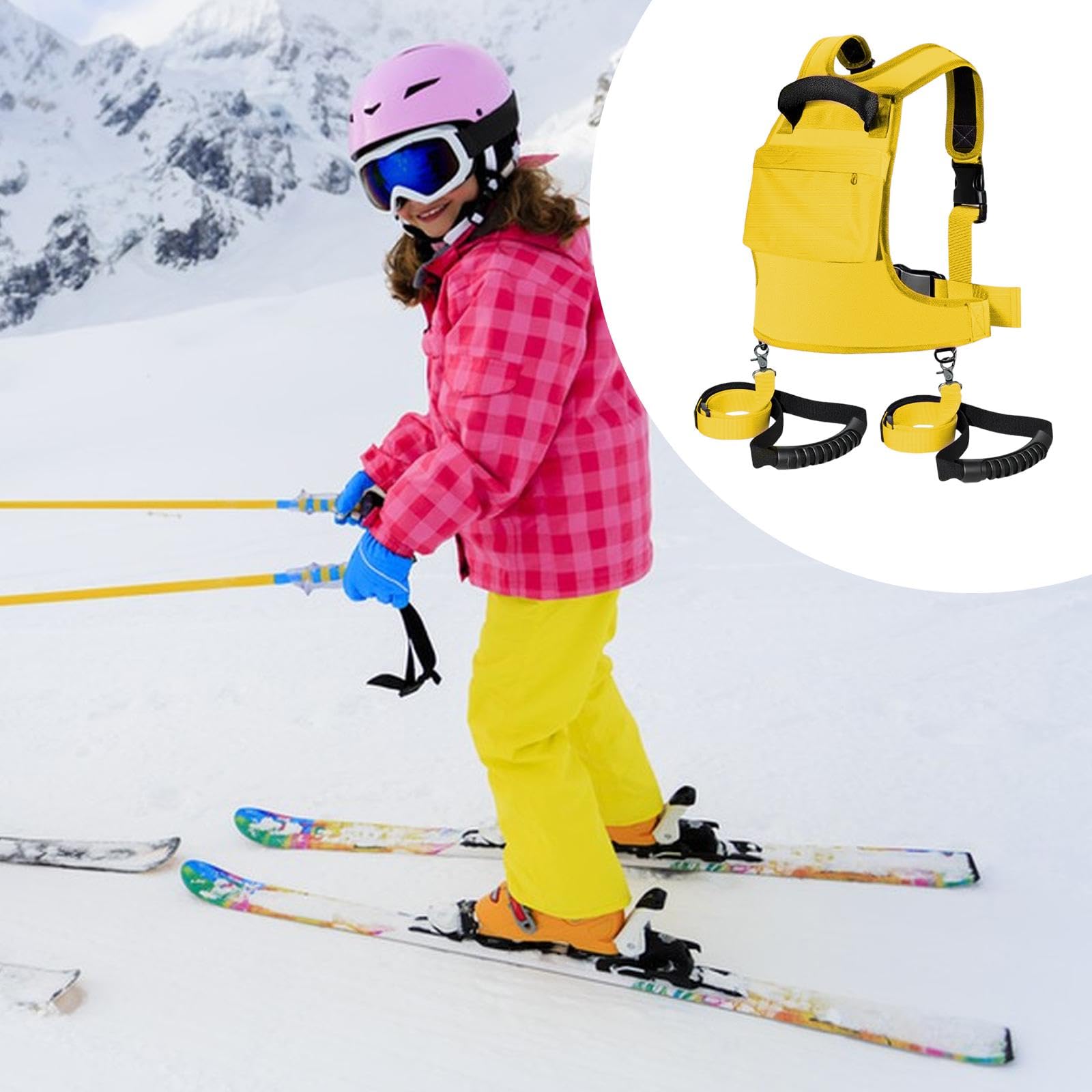 Harnais de Ski avec Poignée de Transport Légère, Sac à Dos et Laisse, Harnais pour Ski et Snowboard