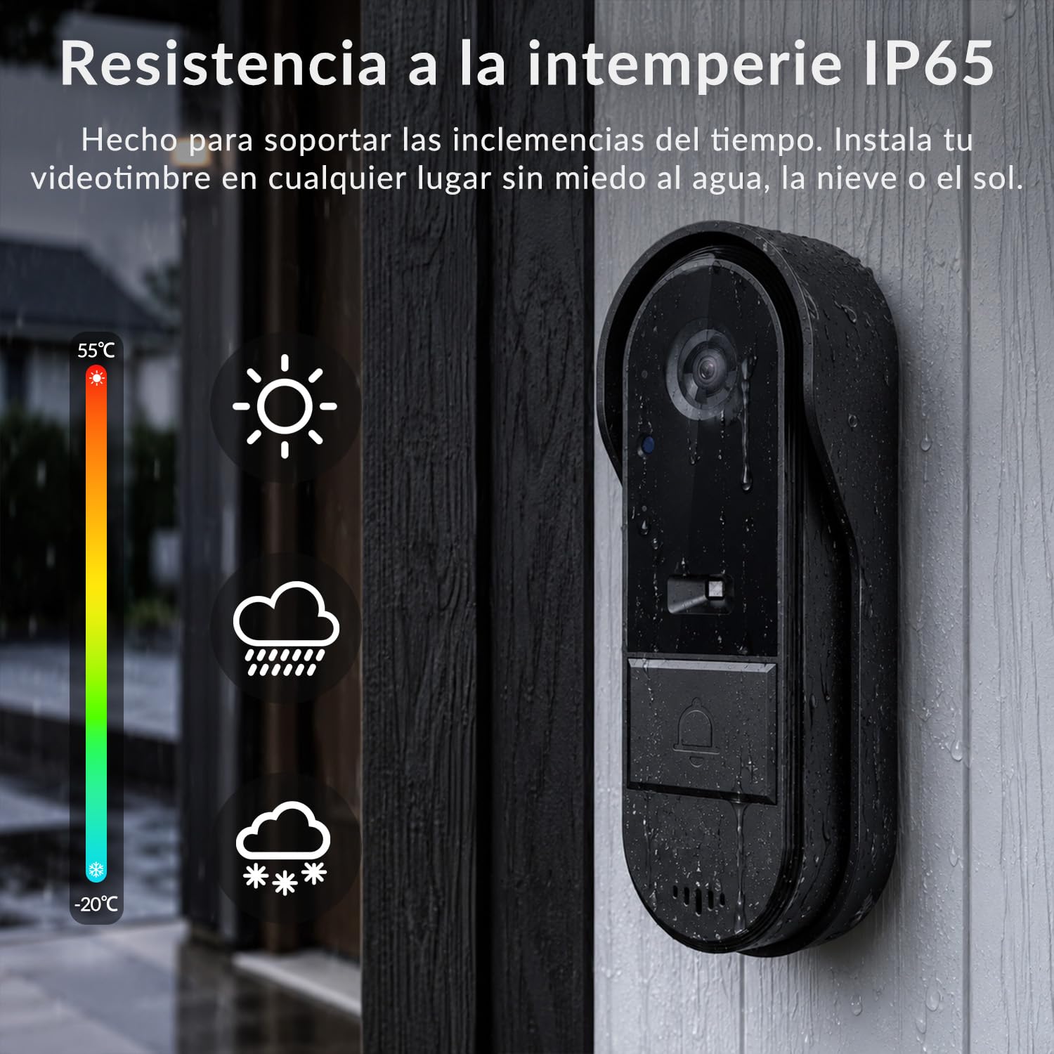 Videoportero Inalámbrico con Pantalla 4,3" Sin WiFi ni App, Timbre con Cámara Exterior IP65 Impermeable para Exterior, Monitor Interior, 135° Gran Angular, Audio Bidireccional y Visión Nocturna