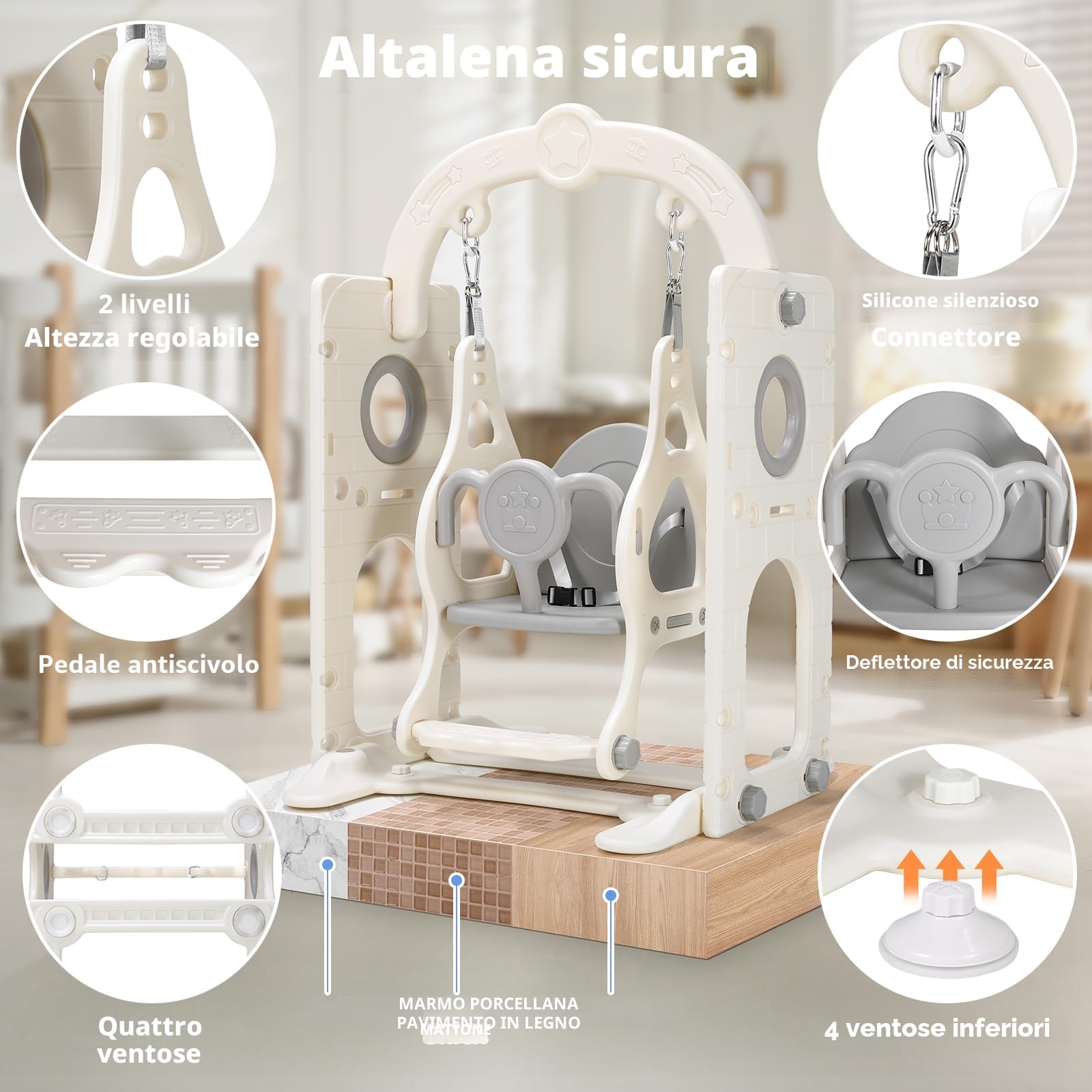 Scivolo per Bambini, Toddler Climber Swing Set, 5 in 1 Parco Giochi, con Altalena, Scivolo, Scala da Arrampicata, Telescopio, Deposito, Set di Giochi per Interni all'aperto, Scivolo Indipendente
