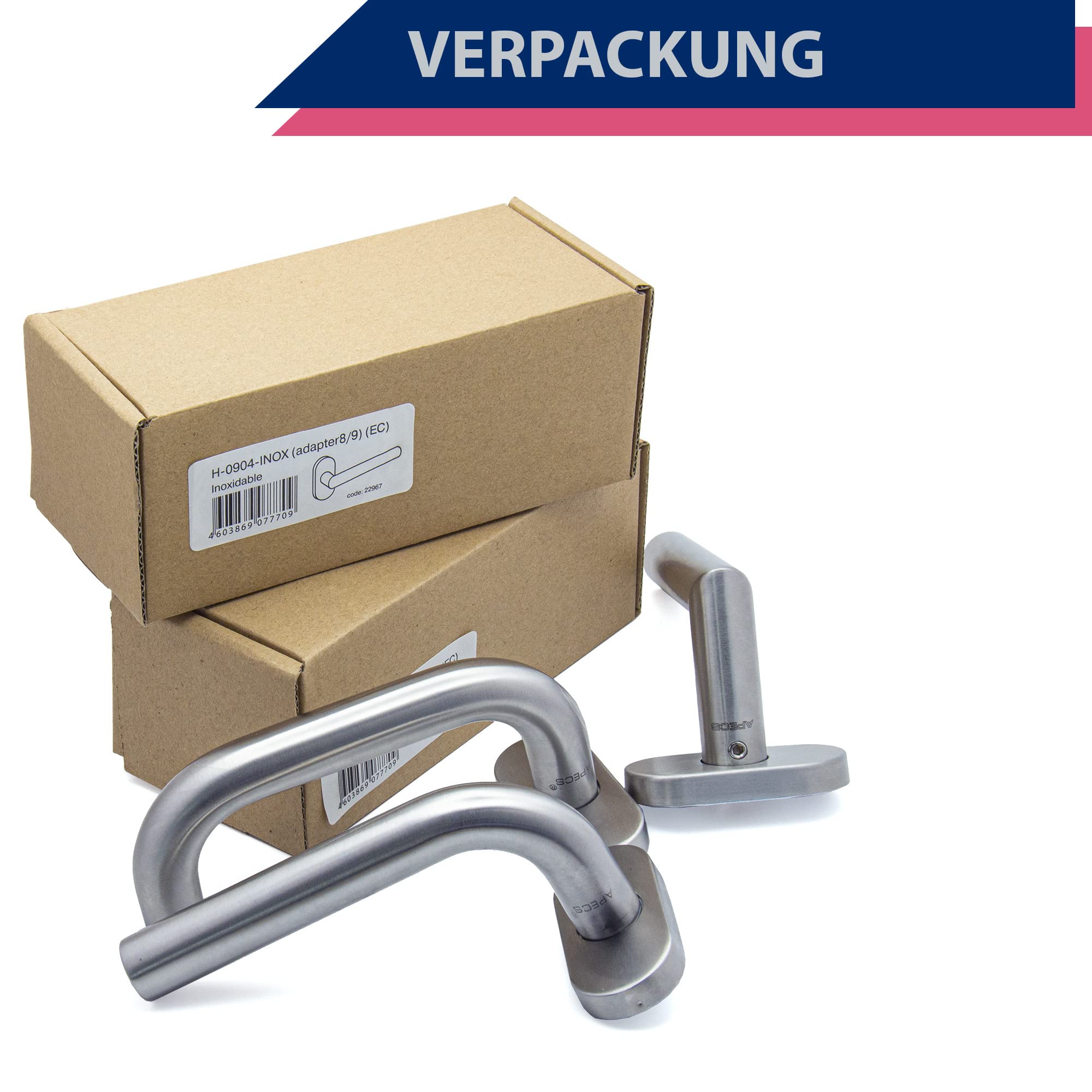 APECS Tiradores de puerta ovalados de acero inoxidable para puerta de casa y puertas interiores con roseta de llave, cilindro de perfil L-modelo H-0904+PZ