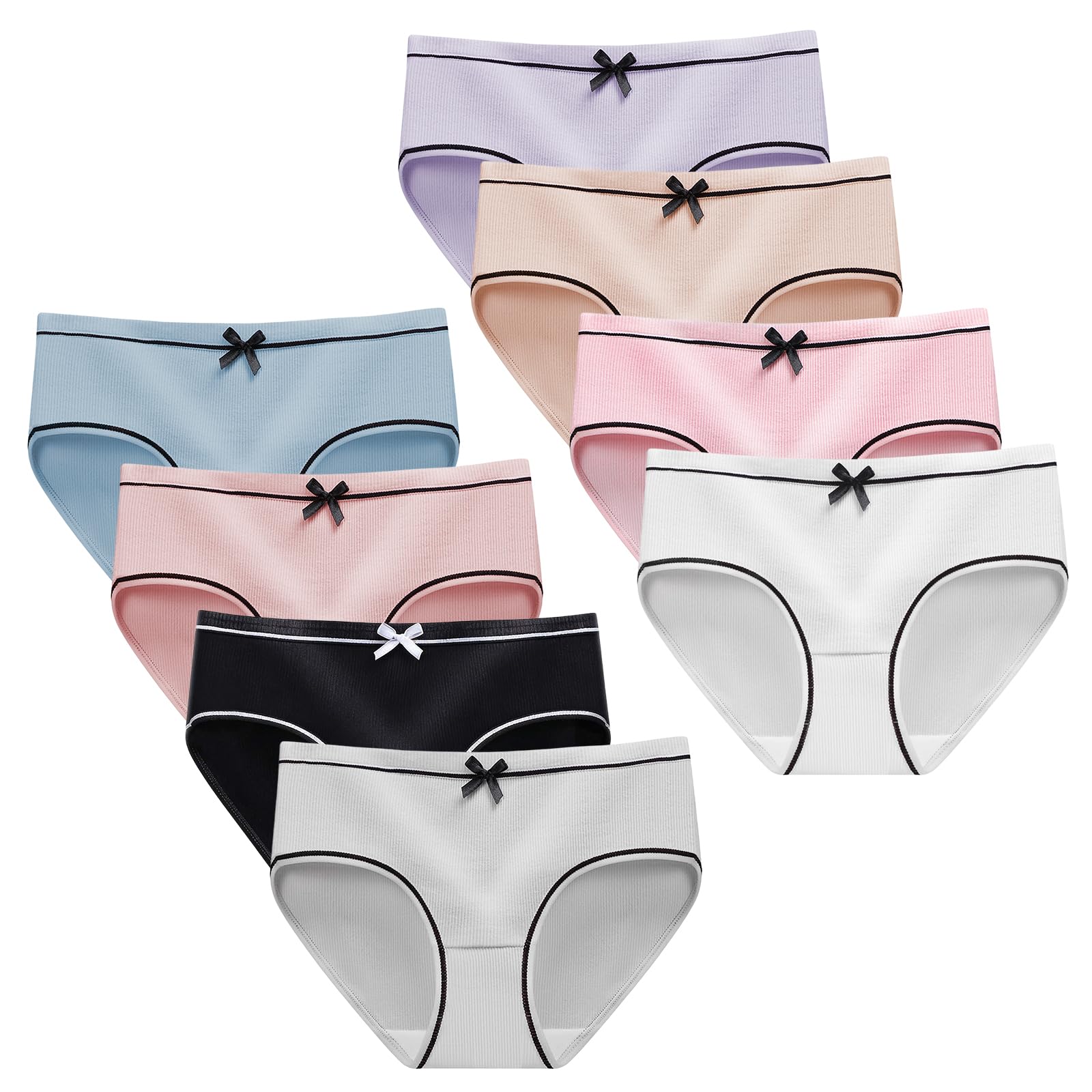 flintronic Lot de 8 Culotte pour Adolescente Fille, Adolescentes sous-vêtements Doux Filles, Culotte sous-vêtements Slip Enfant Confortables Respirantes, Ado 8 à 16 Ans