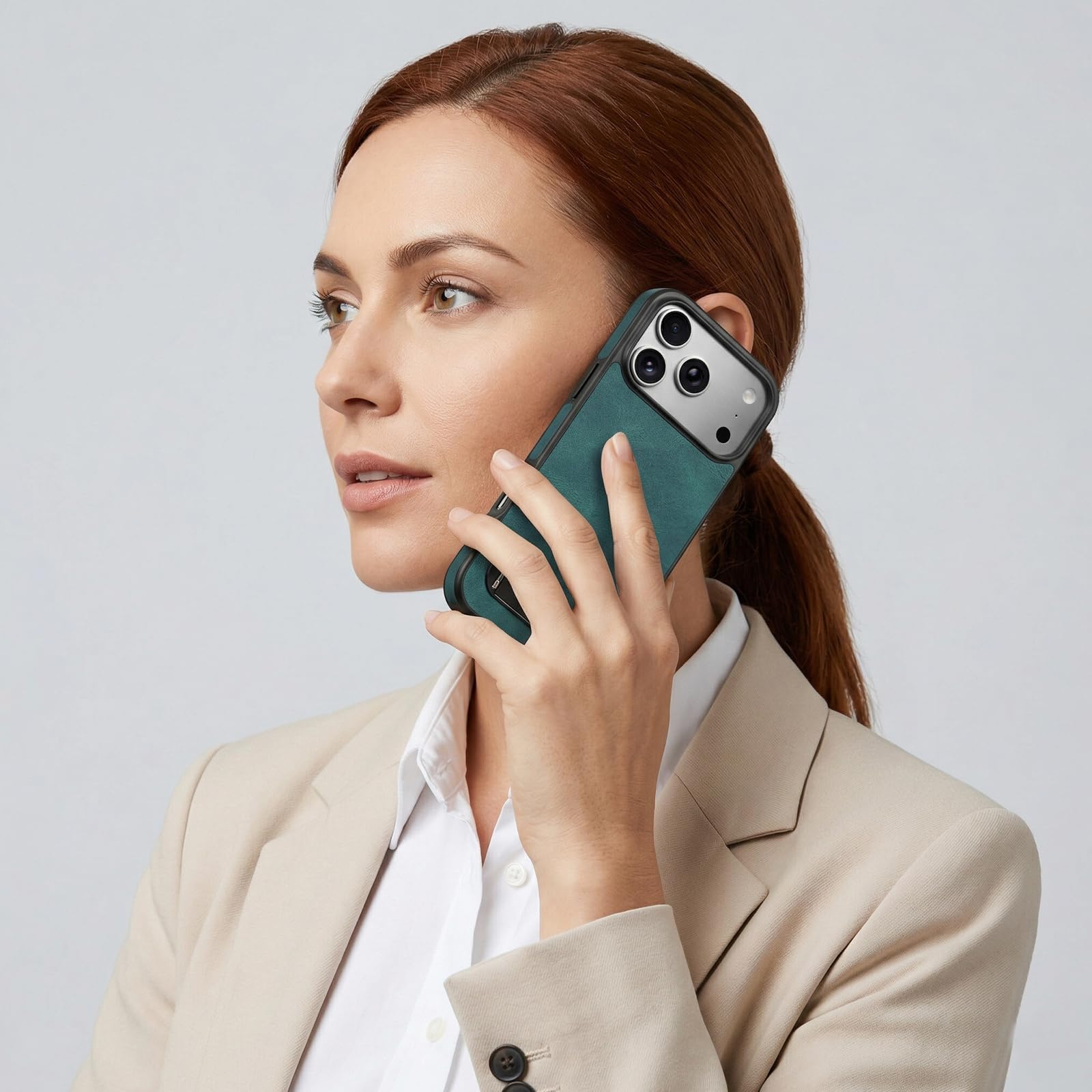 Funda de Cuero PU Vintage para iPhone 17 Pro, Carcasa con Soporte Plegable y Anillo Magnético Integrado, Diseño Delgado Anti-Choque, Agarre Cómodo, Negro