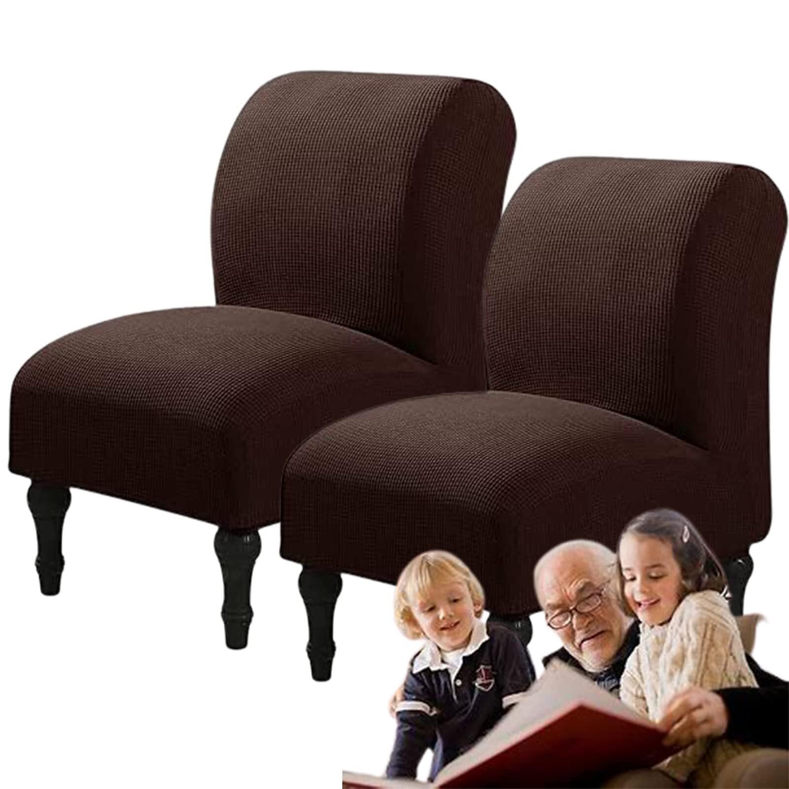 NMVAWIPT Armless Accent Chair Covers, Polyester+Spandex Stretch Slipcover, Removable Furniture Protector, For Home Hotel(#7,2pcs)
