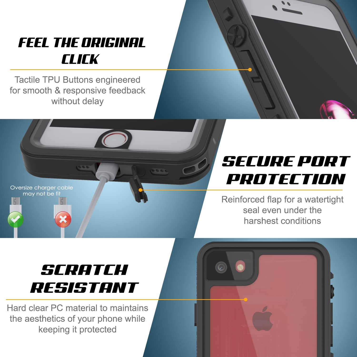 Punkcase Schutzhülle für iPhone SE 2020, wasserdicht, extreme Serie, schmale Passform, schneefest, mit integriertem Displayschutz für iPhone SE 2020 (4.7 Zoll) (2020) (2020) (schwarz)