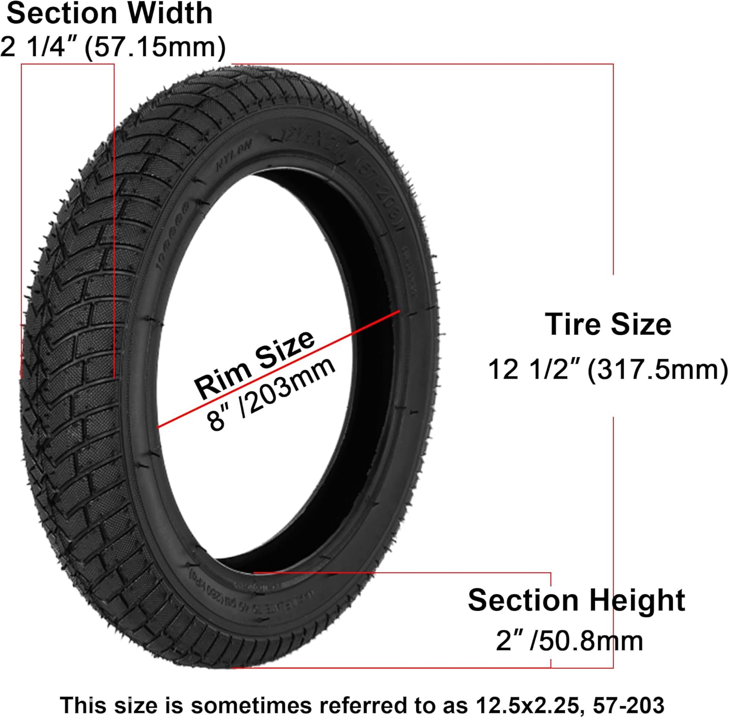 2 Set 12.5x2.25 12-1/2x2 1/4 Tire and Inner Tube Set for Scooter Electric bike, 57-203 Tire Compatible with Jetson E-Bike Pocket Mod Currie eZip Schwinn - 2set