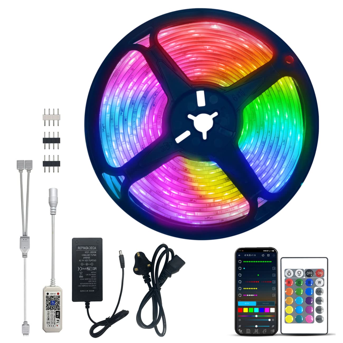 SKY-TOUCH LED Strip Light Music Sync, 5M USB Powered LED Light Strip with Remote RGB Color Changing LED Strip TV Backlights for Home Decoration, TV, PC, Mirror