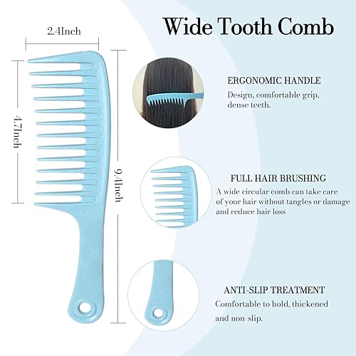 Miniatura 5 de Tinashe Juego de cepillos desenredantes para cabello rizado, cepillo desenredante con cepillo de dientes anchos, peine de cola de rata para separar,