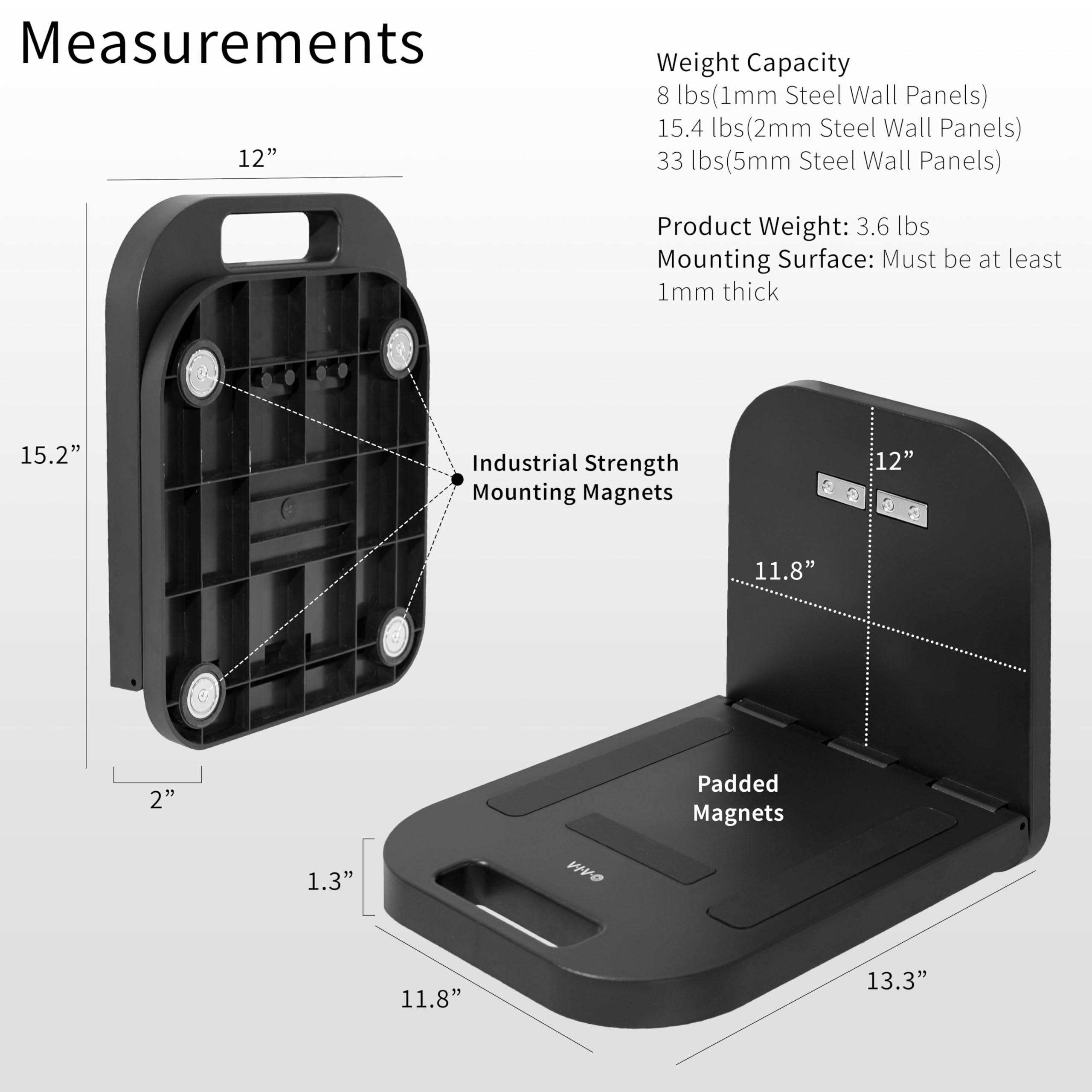 VIVO DESK-MAG01 - Postazione di lavoro magnetica portatile per computer portatile, ripiano per notebook/tablet, con capacità di 15 kg, scrivania compatta a mani libere, si attacca a superfici in