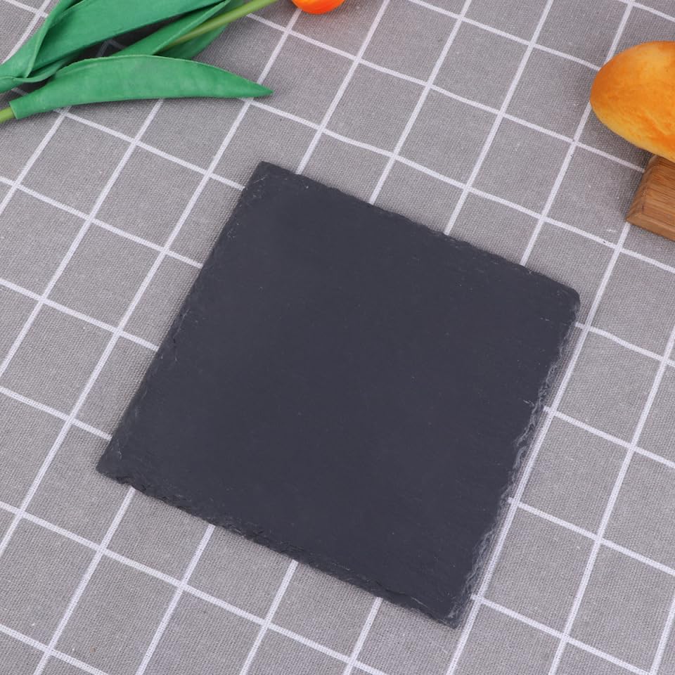 Plato cuadrado de piedra natural 7.9 pulgadas gris oscuro miniatura 6