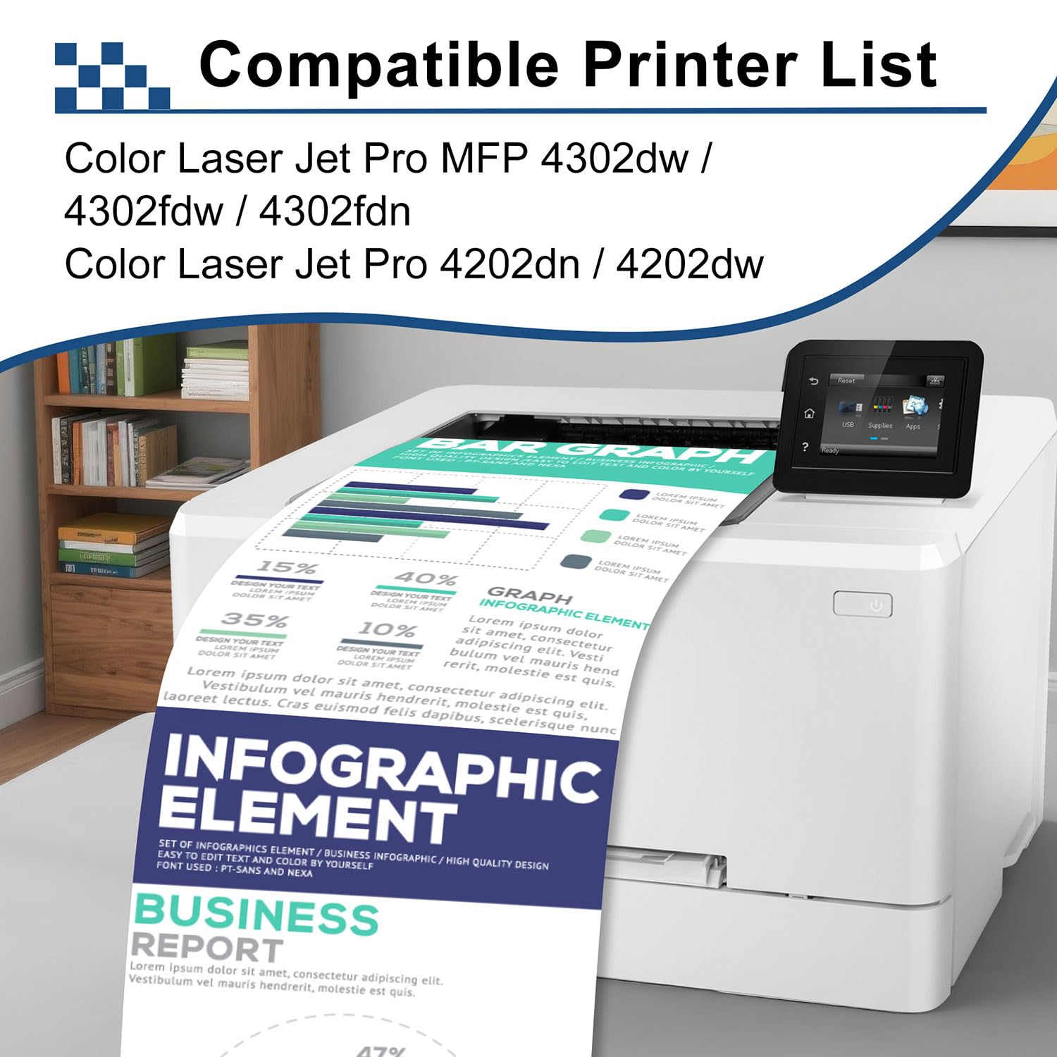 220X Cartouches de Toner (avec Puce) compatibles avec Les modèles 220X W2200X 220A W2200A, pour Color LaserJet Pro MFP 4302dw 4302fdw 4202dw 4202dn 4302fdn (Noir Cyan Jaune Magenta)