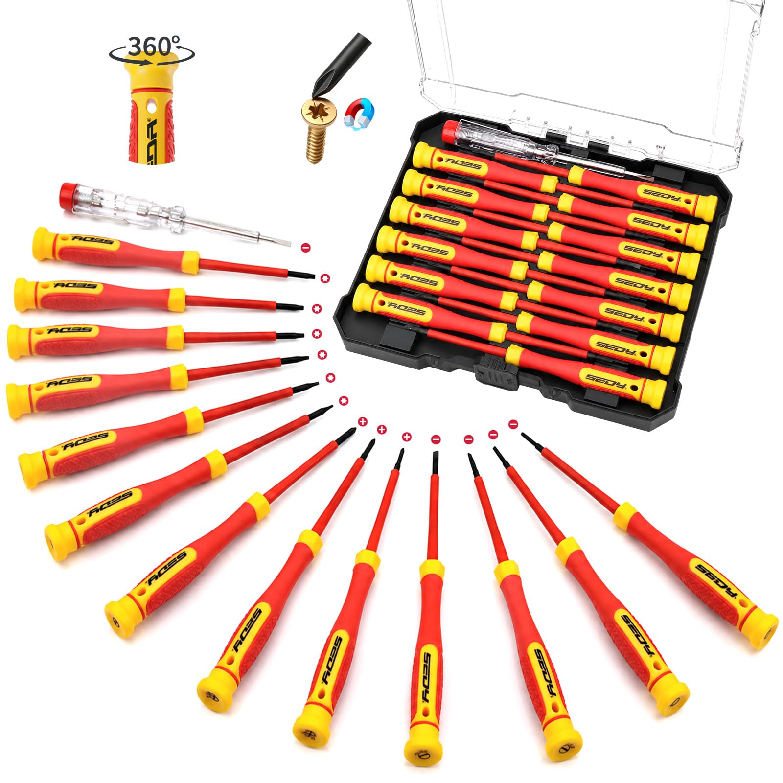 14-Piece Precision Screwdriver Set, Repair Tool Kit with Phillips, Torx and Slotted Screw…