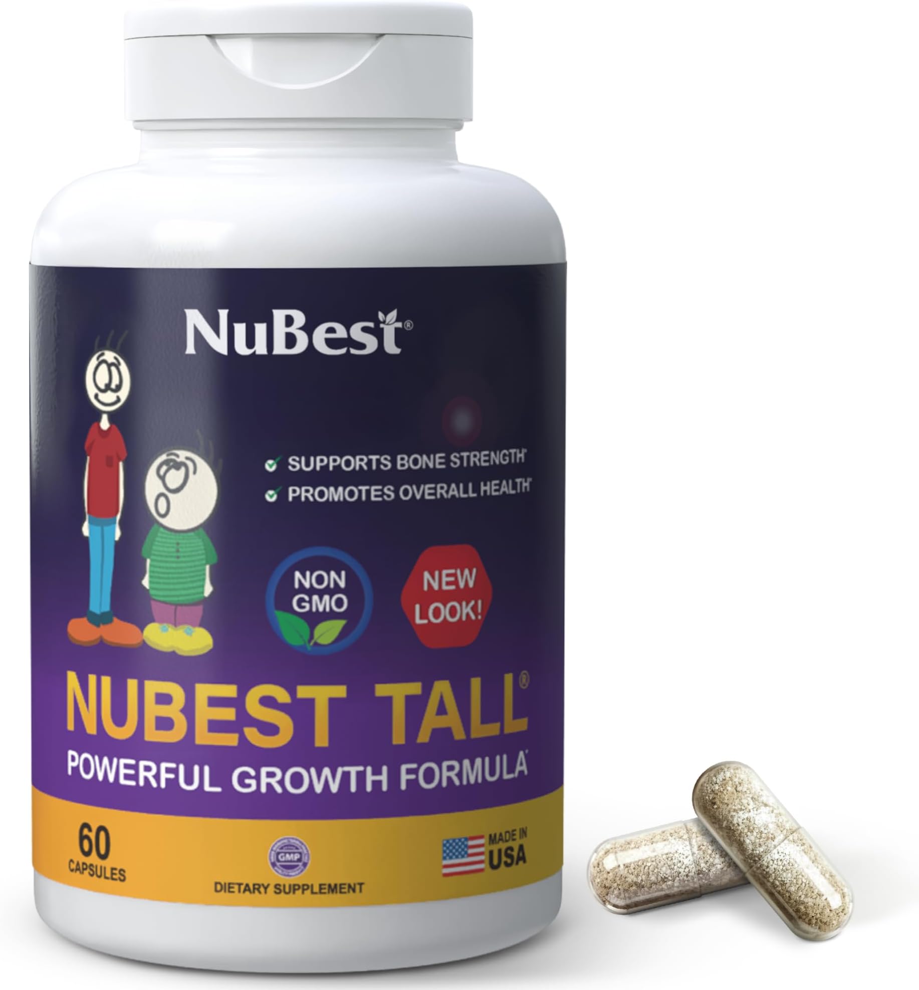 NuBest Tall Calcium & Collagen for Kids 5+ and Teens, 60 Capsules