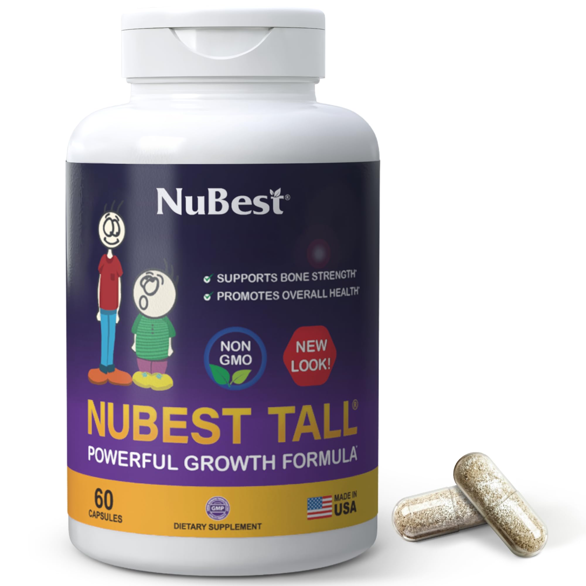 NuBest Tall Calcium &amp; Collagen for Kids 5+ and Teens, 60 Capsules