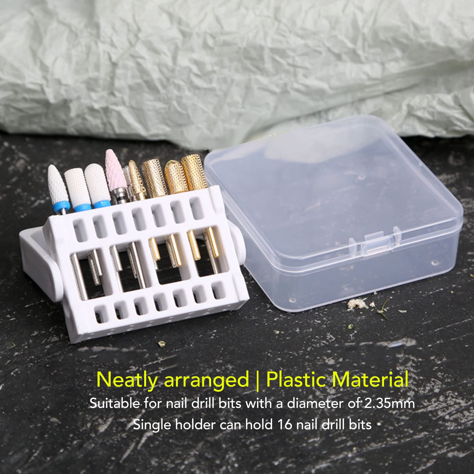 Support de Forets à Ongles, 4 Pièces, Support de Forets à Ongles, Organisateur D'affichage, 16 Trous, Anti-poussière, Présentoir de Forets pour Nail Art, Boîte de Rangement pour