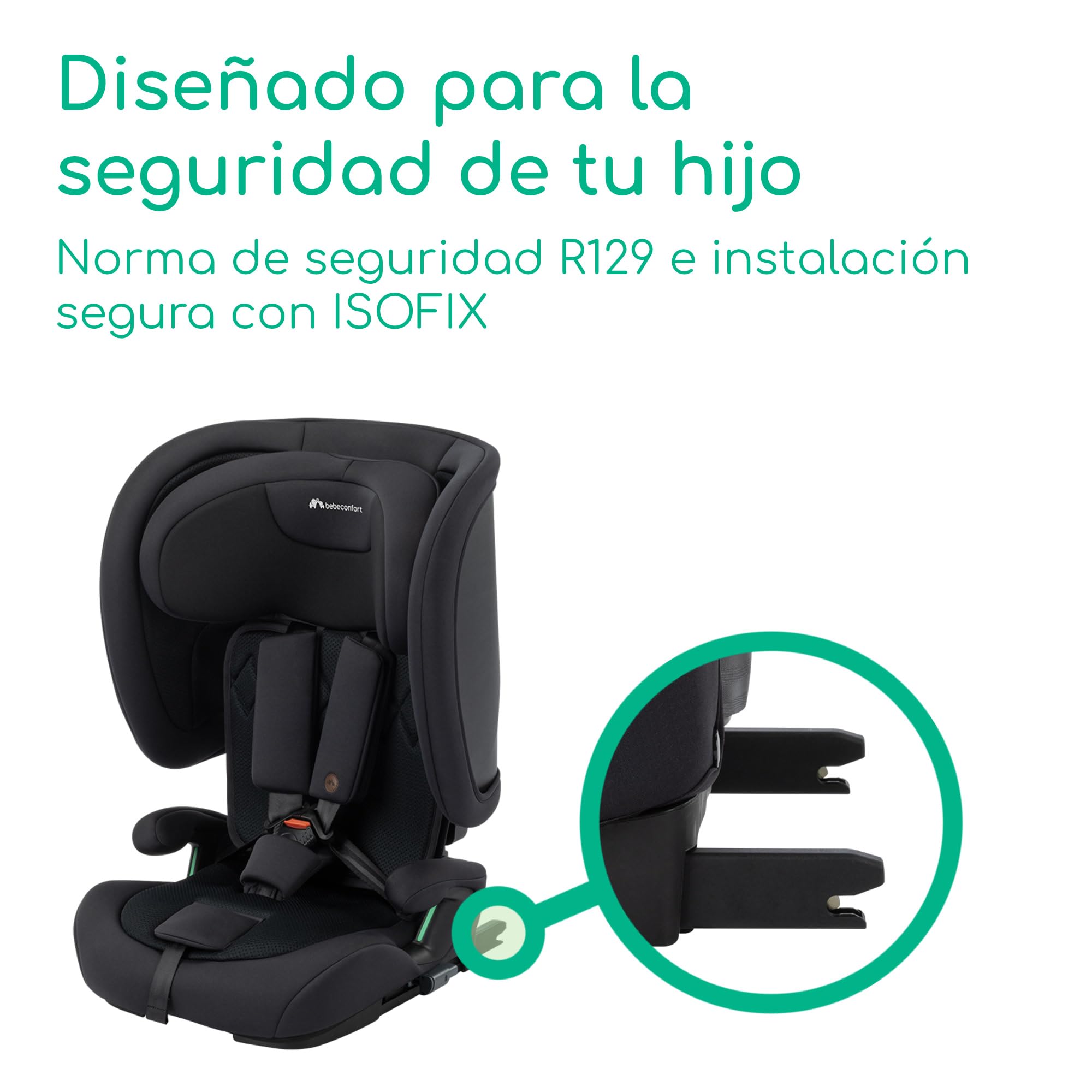 Bebeconfort Ever & Go i-Size, Silla Coche Evolutiva, 15 meses-12 años, 76-150 cm, Silla Coche Plegable de Viaje ISOFIX, Compacta y Ligera (5kg), 15 Posiciones Reposacabezas, Full Black